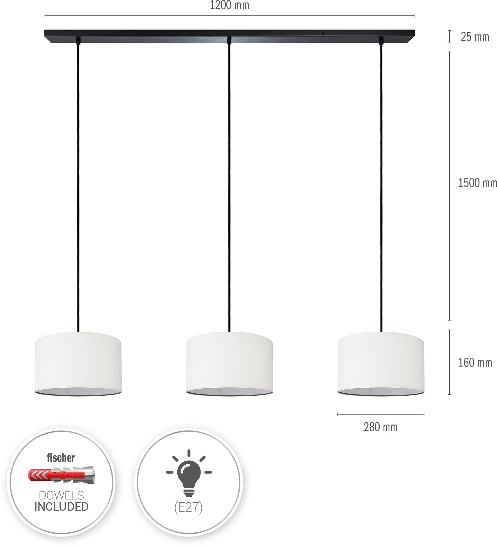Paco Home Pendelleuchte »HUGO CANVAS UNI COLOR« E27 Pendelleuchte Wohnzimmer Hängelampe Esszimmer Lampenschirm E27 Uni