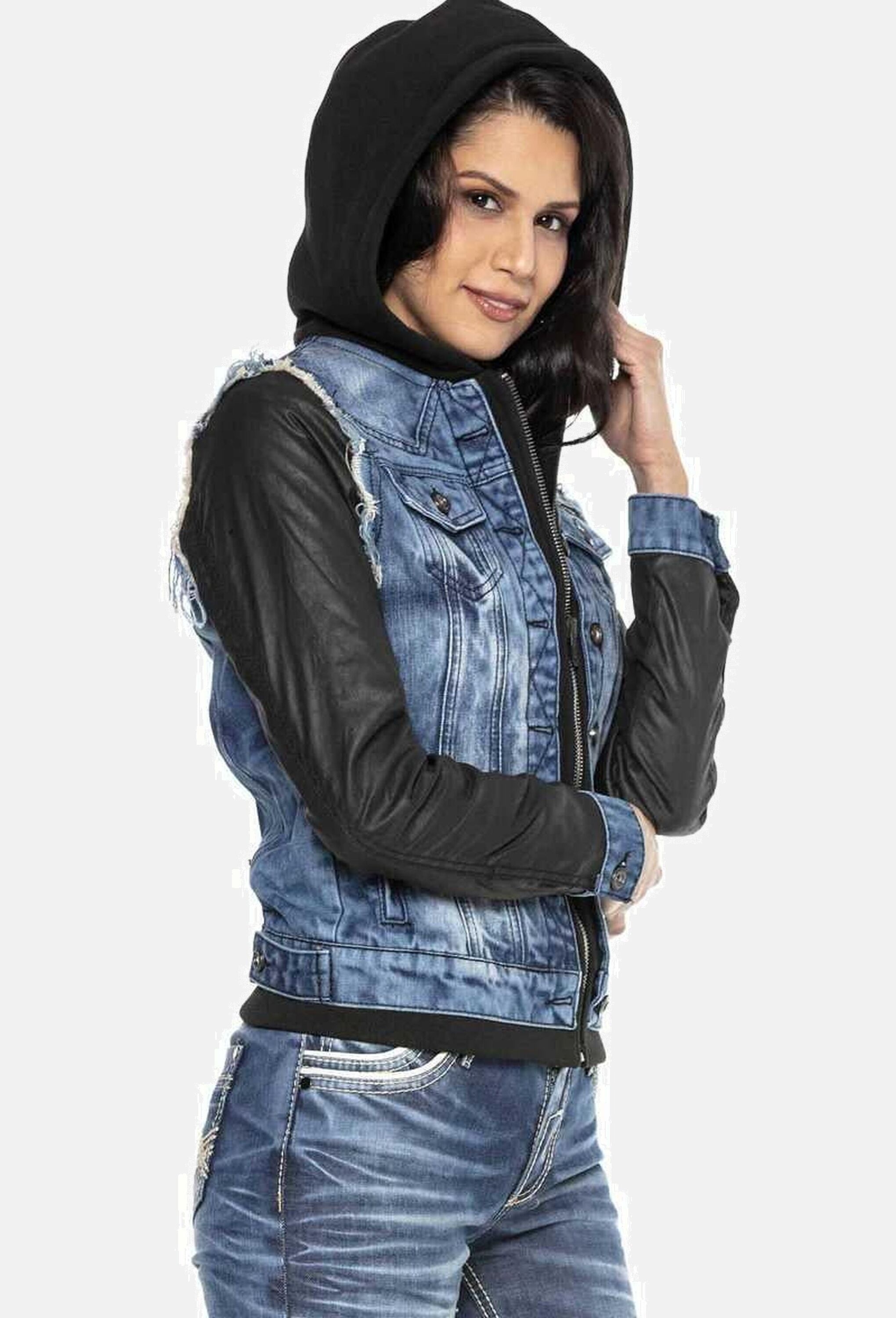 Cipo & Baxx Jeansjacke »Cipo & Baxx Jacke« mit Kapuze Mit durchgehendem Reißverschluss, WJ184