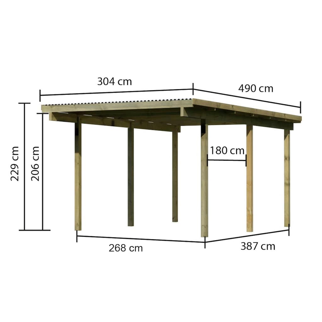 Karibu Einzelcarport »Eco 1«, Holz, 250 cm, braun