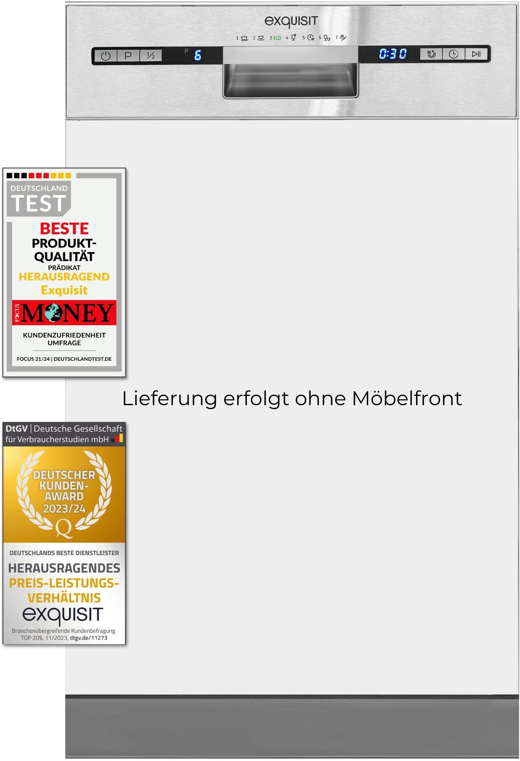exquisit teilintegrierbarer Geschirrspüler »EGSP2109-EB-030E« 9 Maßgedecke Vollintegriert, sparsam – 9 Maßgedecke mit 6 Programmen & LED