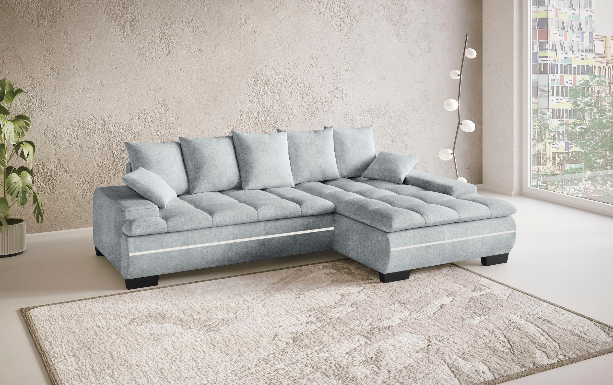 Mr. Couch Ecksofa »Haiti II, L-Form«, RGB-LED Beleuchtung, Kaltschaum, wahlweise mit Bett, Bettkasten