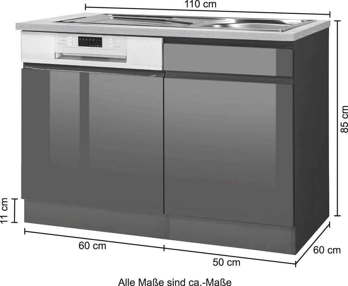 KOCHSTATION Spülenschrank »KS-Virginia«, 110 cm breit, inklusive Einbauspüle