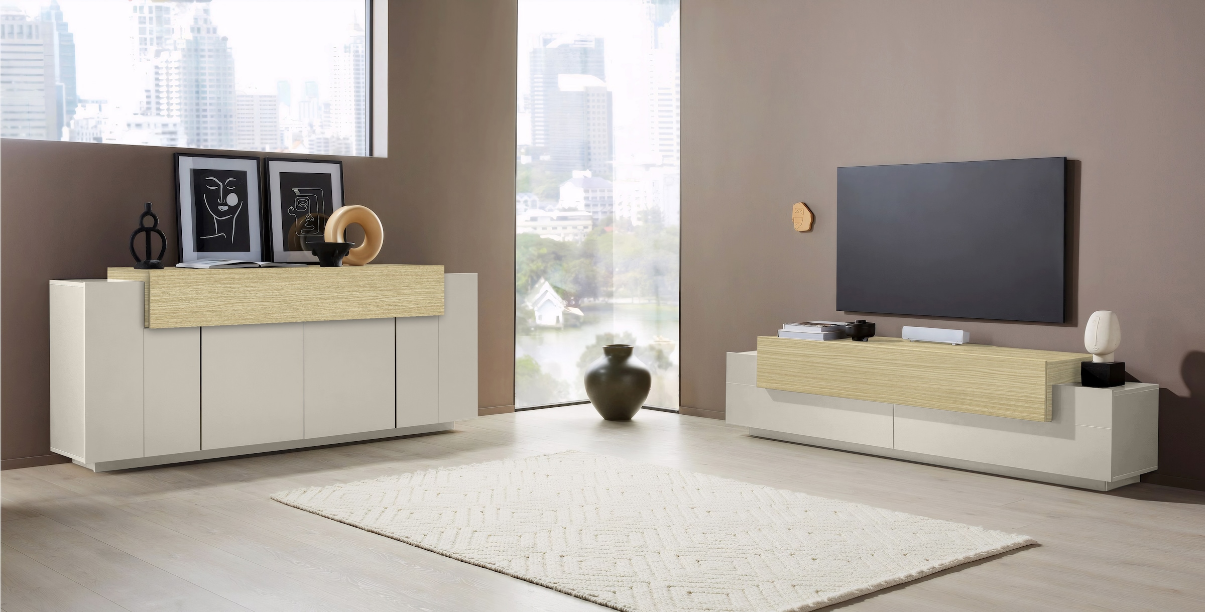 Home affaire Lowboard »Coro,Lowboard,TV-Kommode,TV-Möbel,TV-Bank« mit 3 Klappen davon 2 mit Push-to-Open Funktion Breite 200 cm