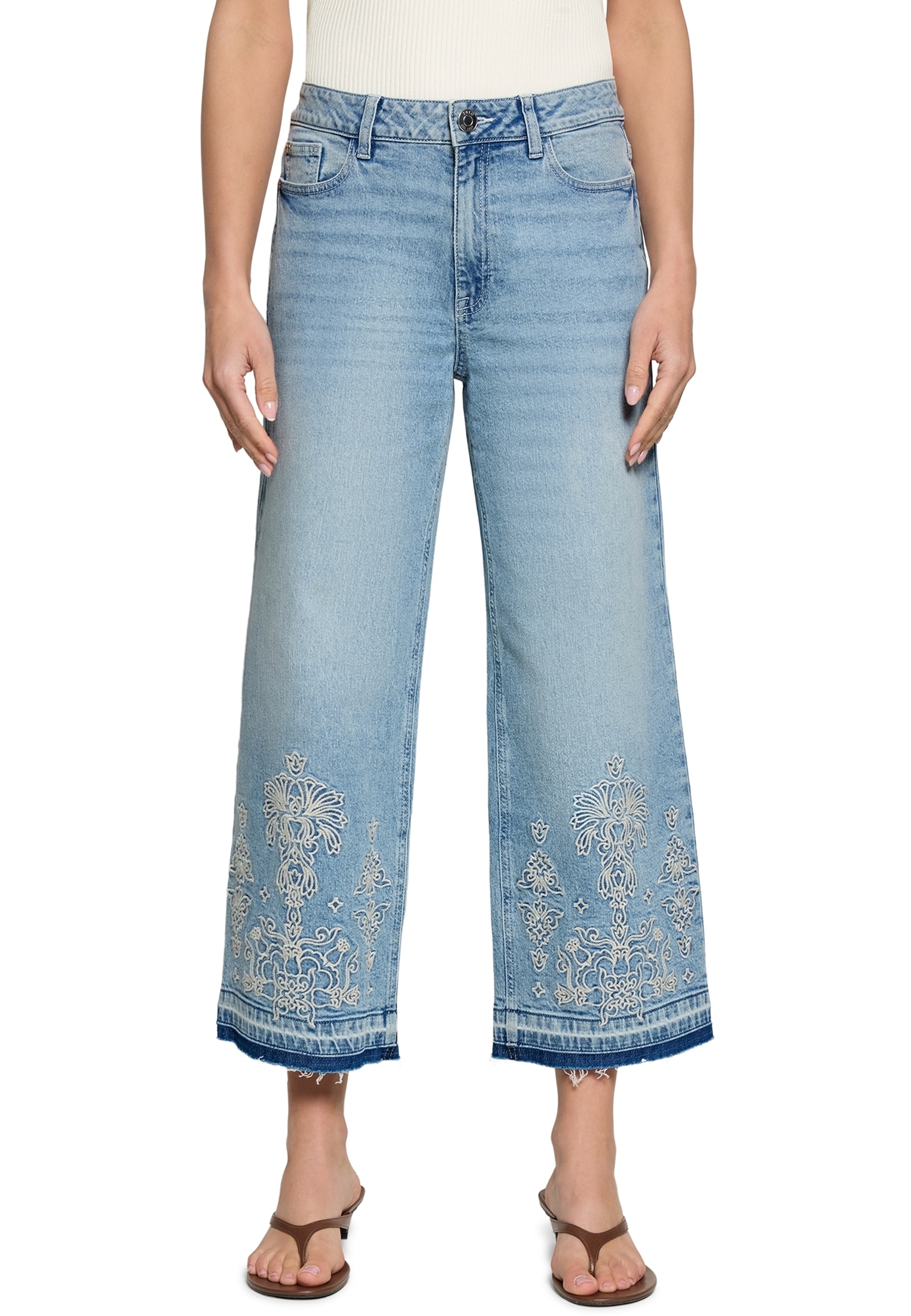 Zero Relaxhose »Basic-Jeans mit weitem Bein.«