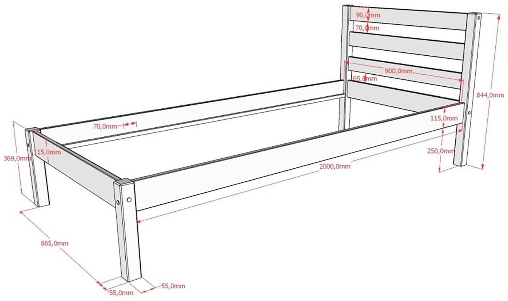 Vipack Hochbett »mit 2 Liegeflächen 90/200 Made in Europe, Kiefer massiv weiß lackiert« (B/H/T ca.209x190x211cm) Leiter schräg angestellt, stabil gebaut,  Raum unter dem Bett kann genutzt werden, Einzelbett separt stellbar