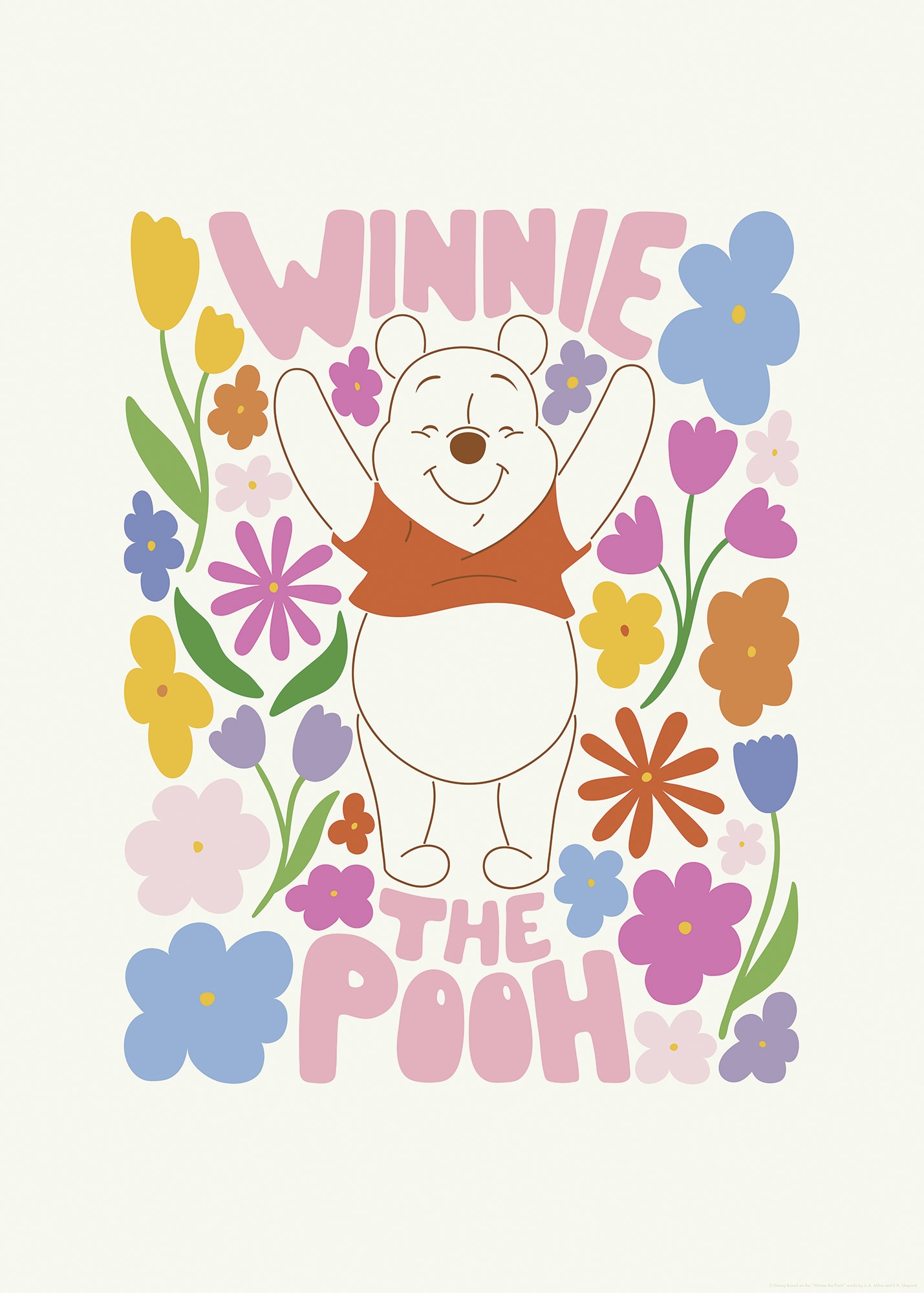 Komar Wandbild »Disney Winnie the Pooh Happy Botanical«, Disney, (Set, 1 St.), 50 x 70 cm (Breite x Höhe) - Kinderzimmer, Dekoration