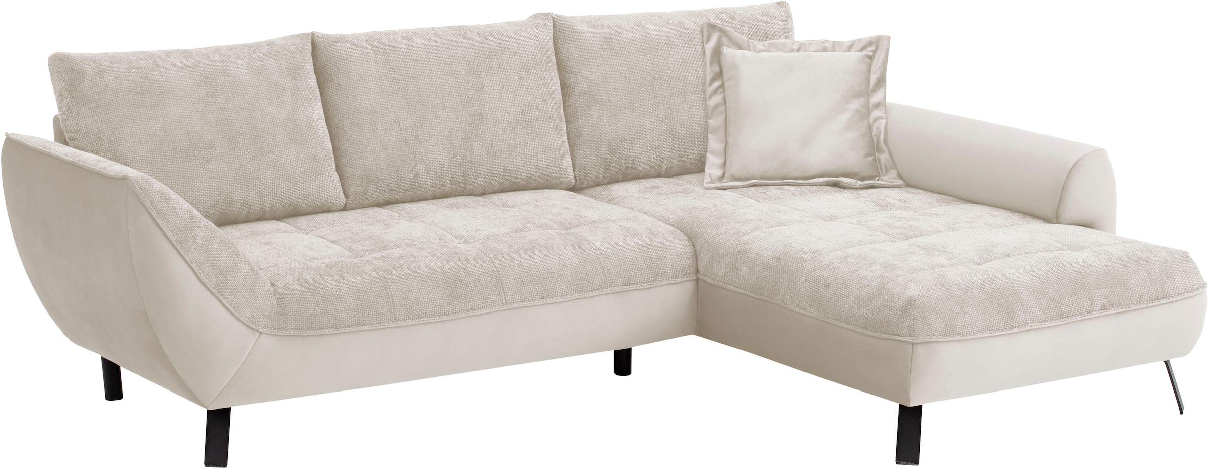 exxpo - sofa fashion Ecksofa »Bellinii, Materialmix, Strukturbezug und pflegeleichter Microvelours«, bequem und modern, Materialmix, L-Form