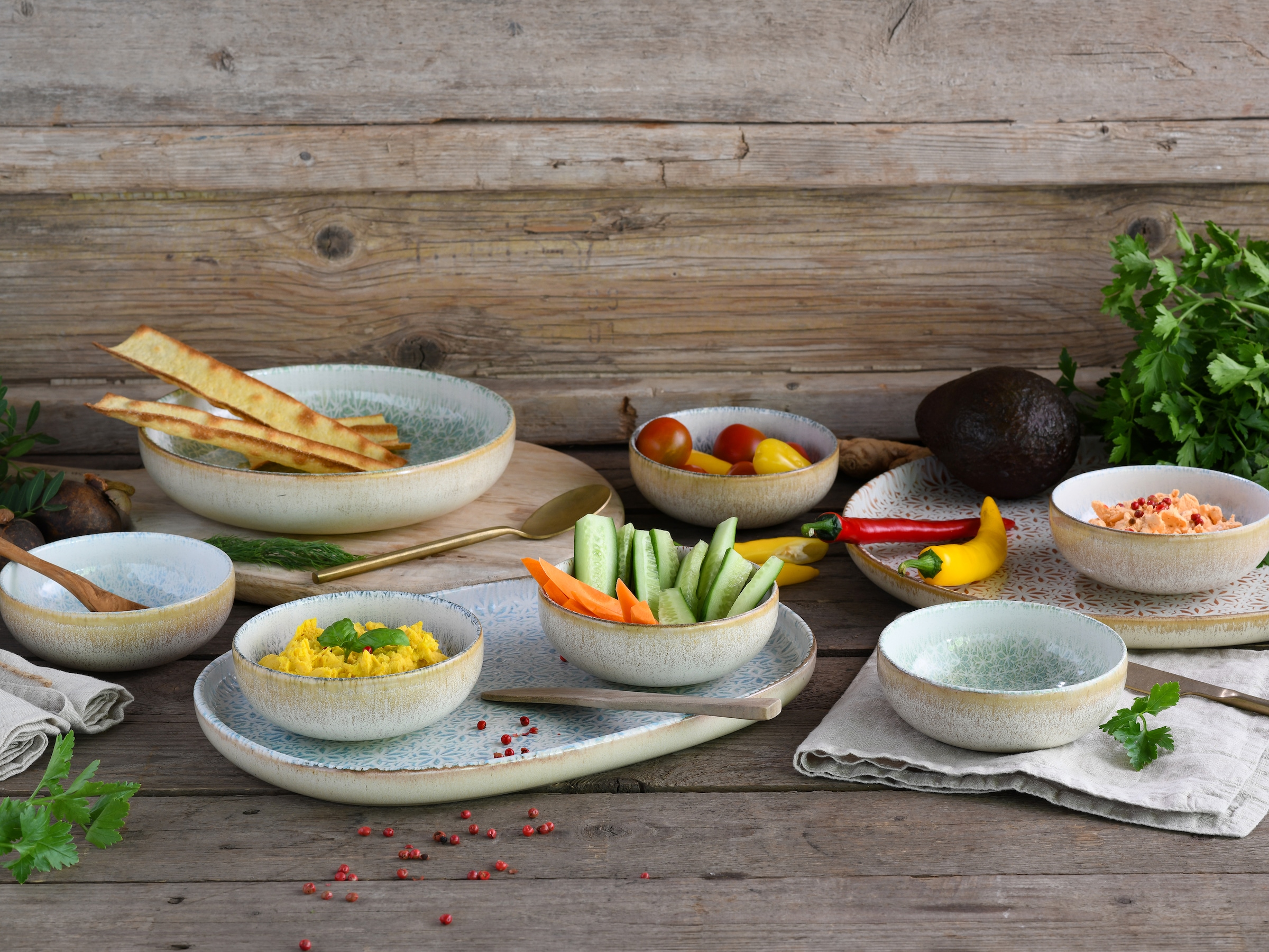 CreaTable Teller-Set »Uno Emiliana, Tellerset 12-tlg« Shabby Look, Vintage Style