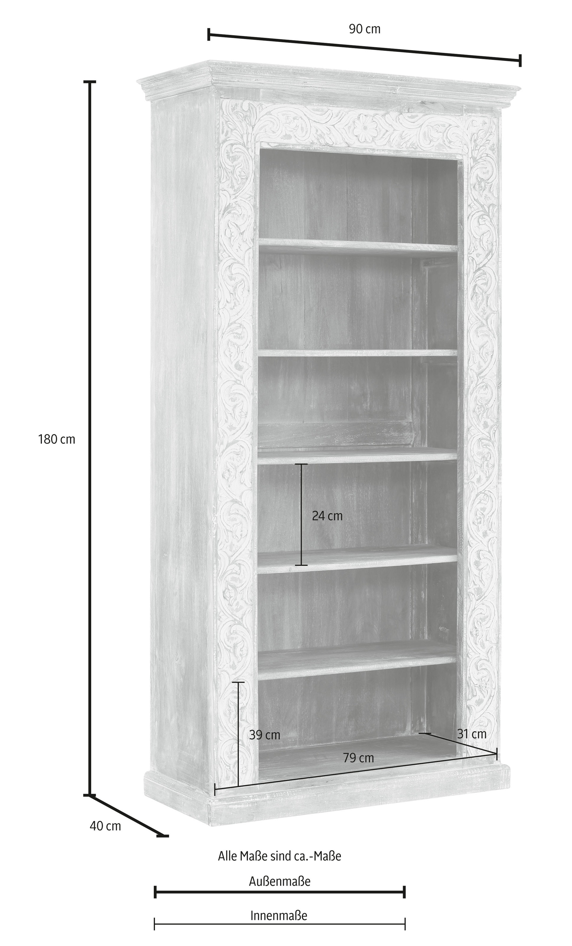 Stolz auf Popularität Home affaire Standregal »Malati«, mit dekorativen Höhe cm kaufen 180 bequem Fräsungen