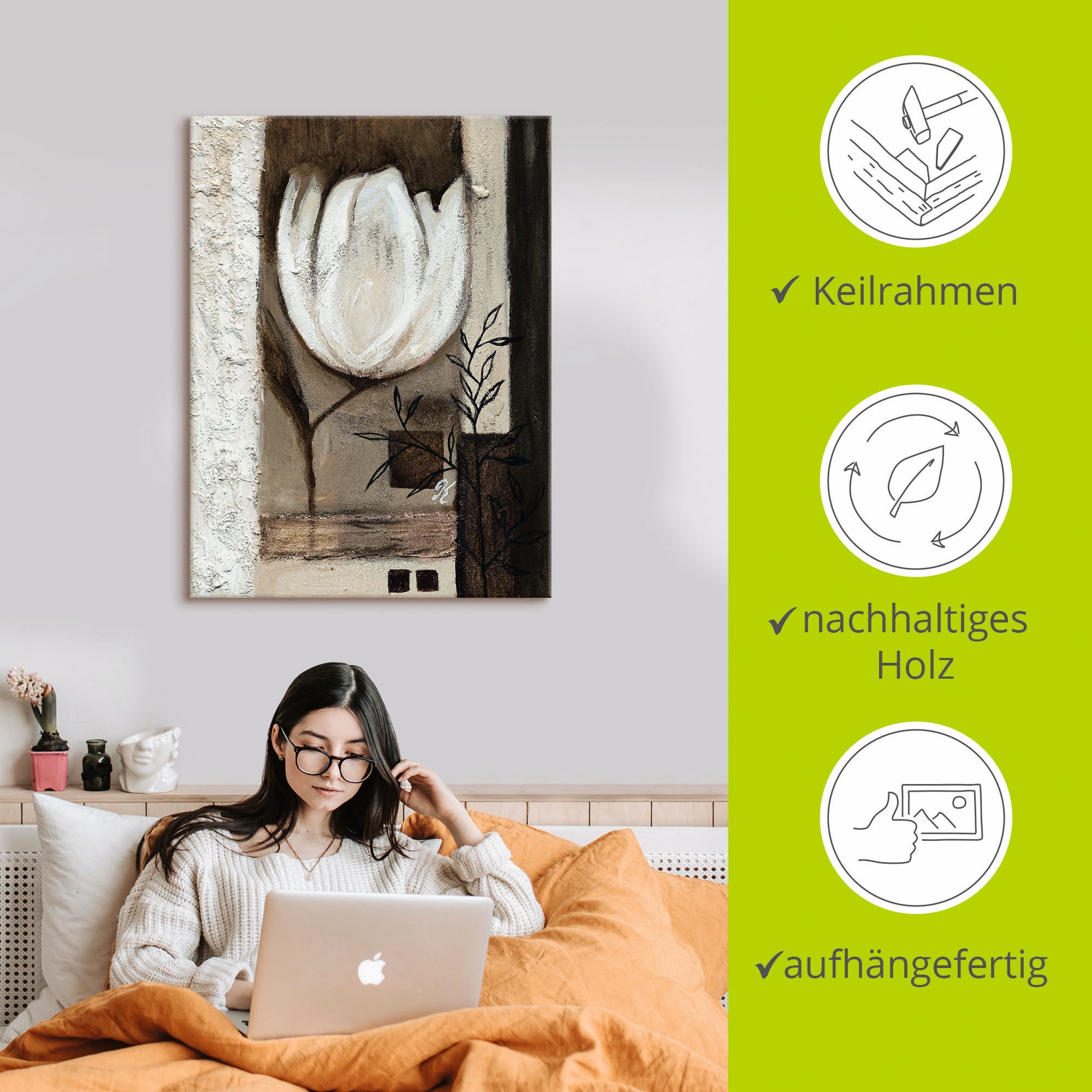 Artland Leinwandbild »Braune Tulpen II« Blumen 1 Stk. tlg. auf Holzrahmen gespannt