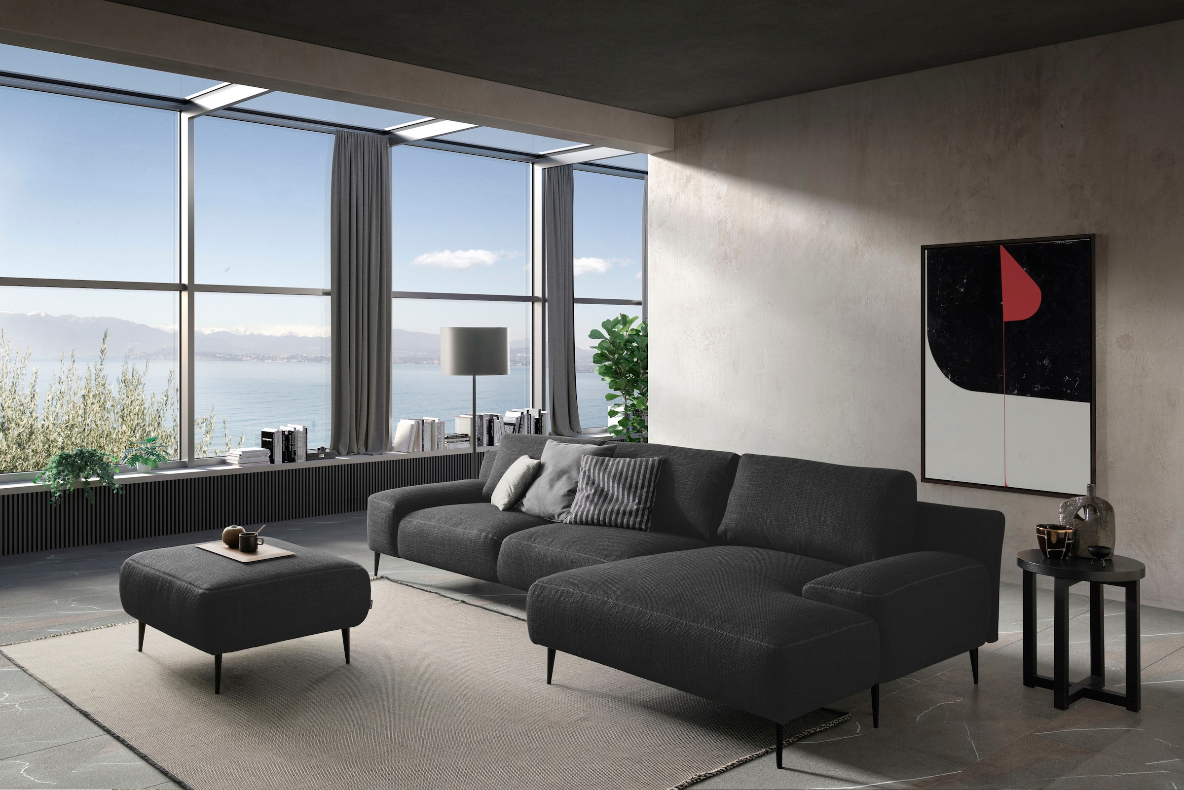 designwerk Hocker »Forma, zeitloser Desighocker mit aktuellem Fuß«, in hochwertiger Verarbeitung & tollem Sitzkomfort