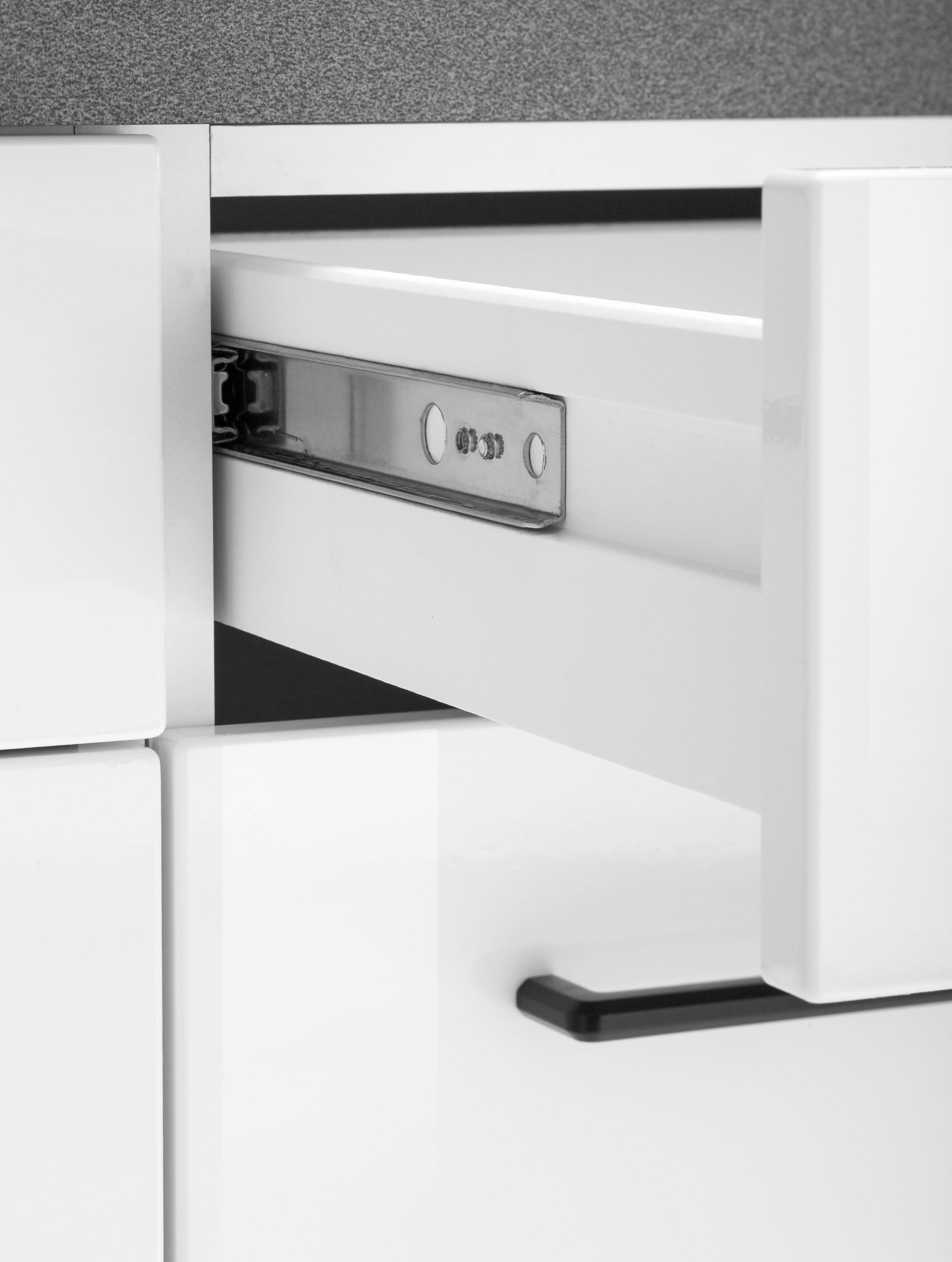 KOCHSTATION Unterschrank »KS-Tulsa«, 100 cm breit, 2 Schubkästen, 2 Türen, schwarzer Metallgriff, MDF Front