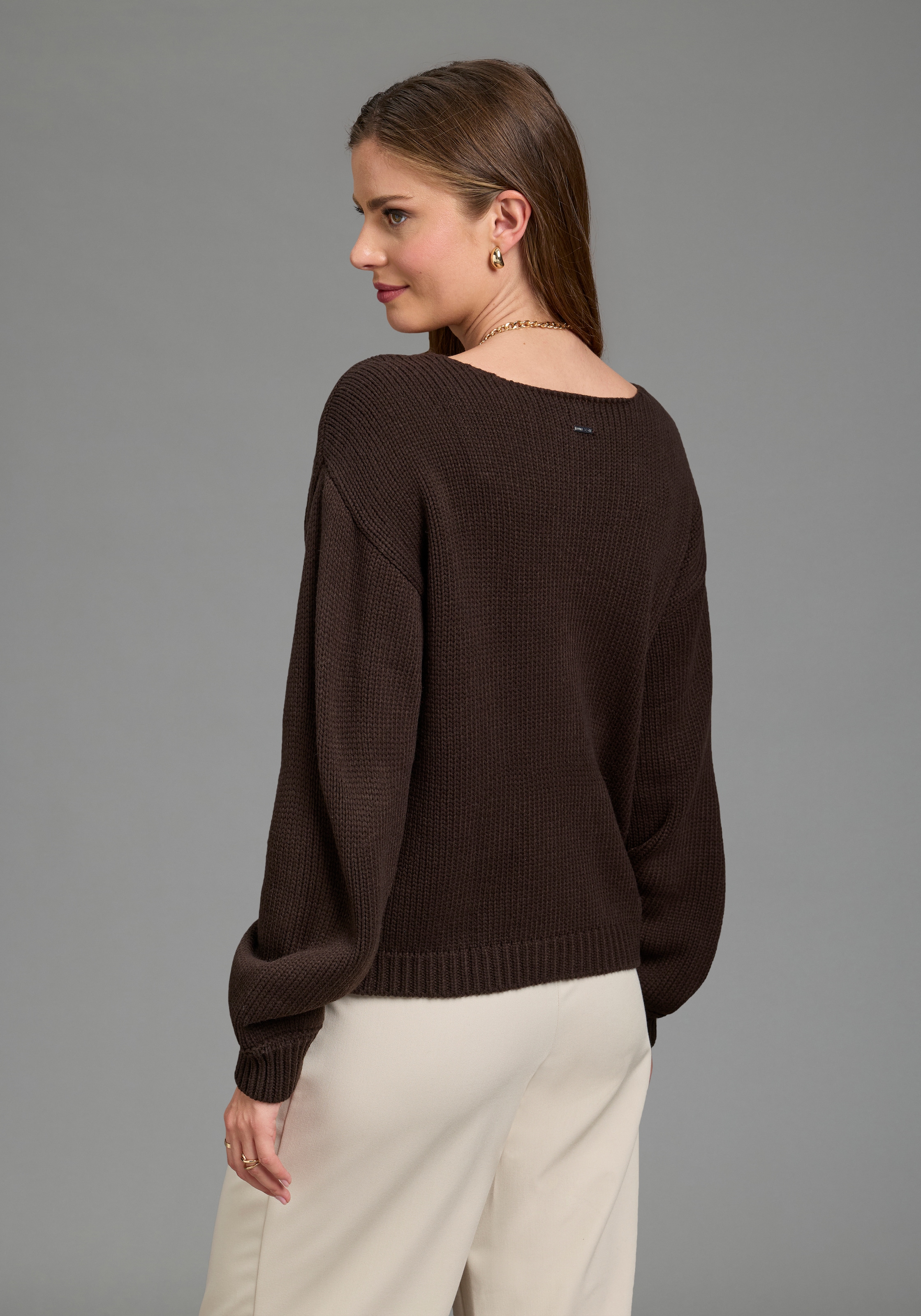 Laura Scott V-Ausschnitt-Pullover »mit moderner Oversize-Passform« aus Grobstrick
