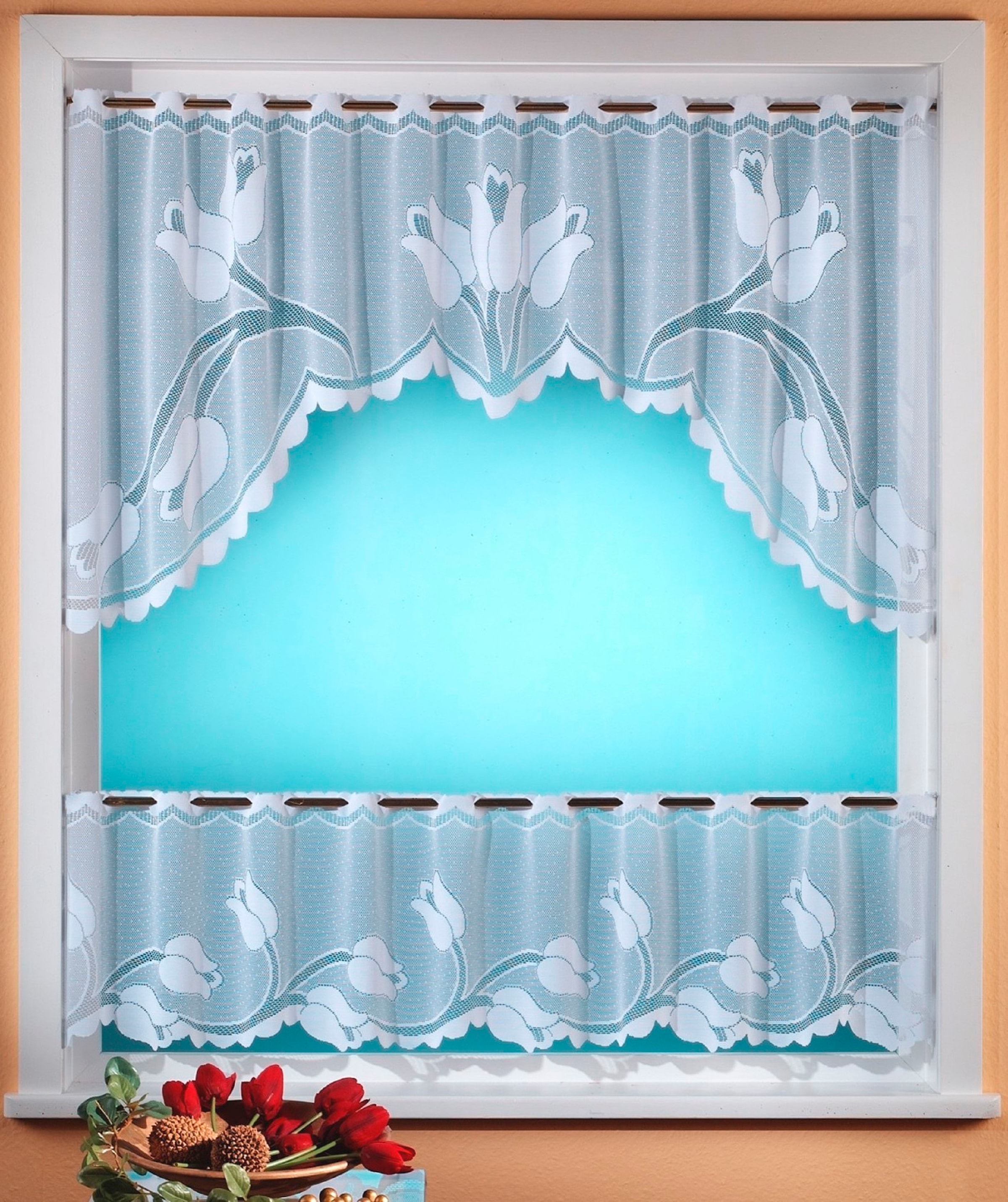 Weckbrodt Scheibengardine "Eliana" Stangendurchzug 1 Stk. tlg. Bistro, Jacquard, floral, 2teiliges Set, Gardine, Store