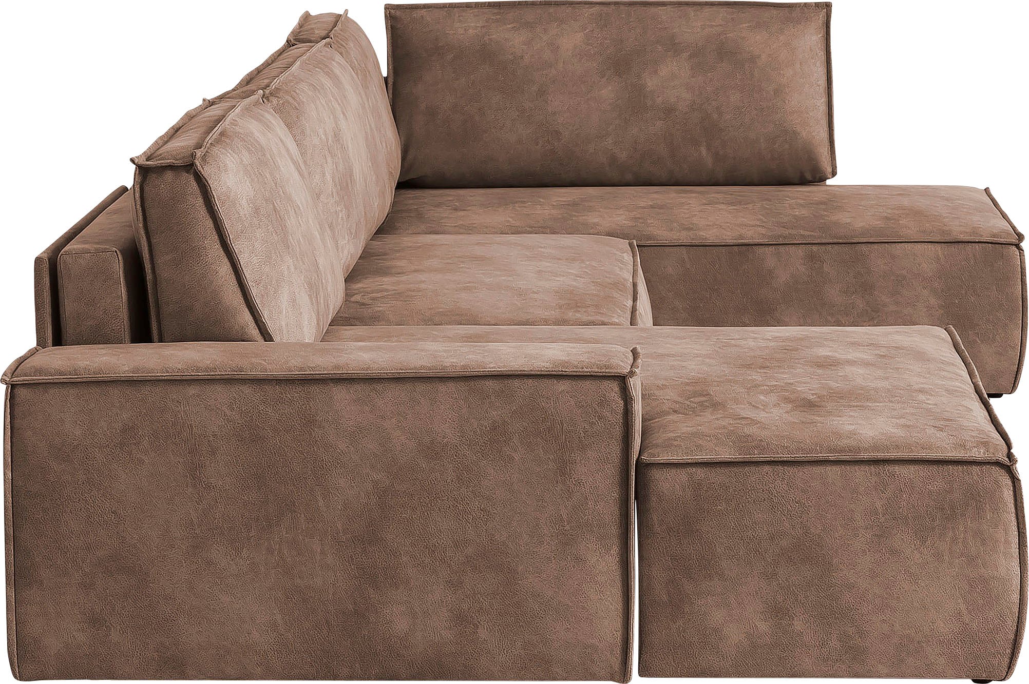 Home affaire Wohnlandschaft »SHERWOOD 329 cm, U-Form, Schlafsofa,«, Schlaffunktion m. Bettkasten (194x139 cm), Cord, Vintage, Samtvelours