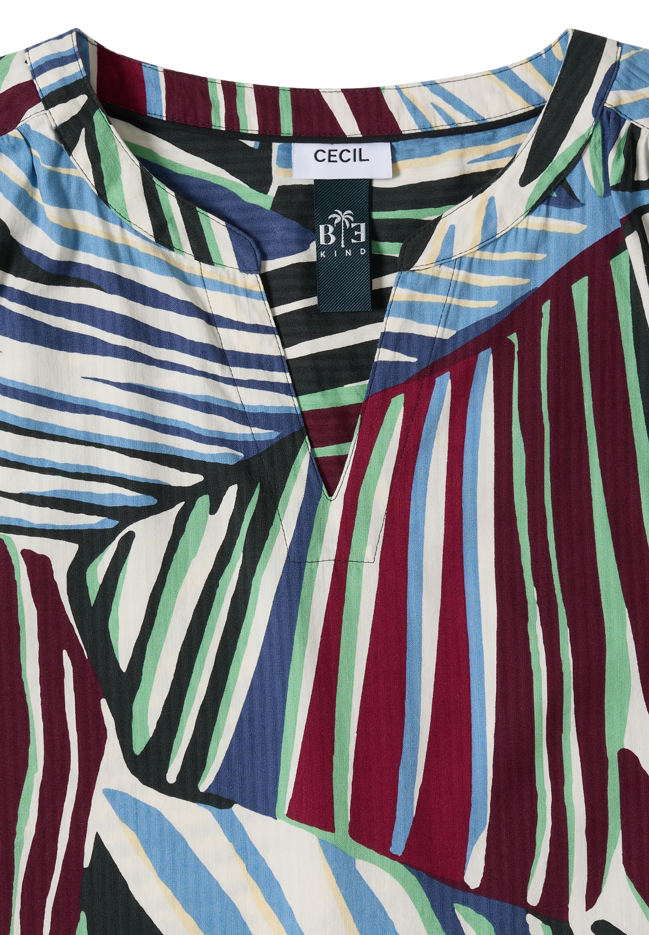 Cecil Druckbluse 3/4-Arm Seersucker-Bluse mit grafischem Multicolor Muster