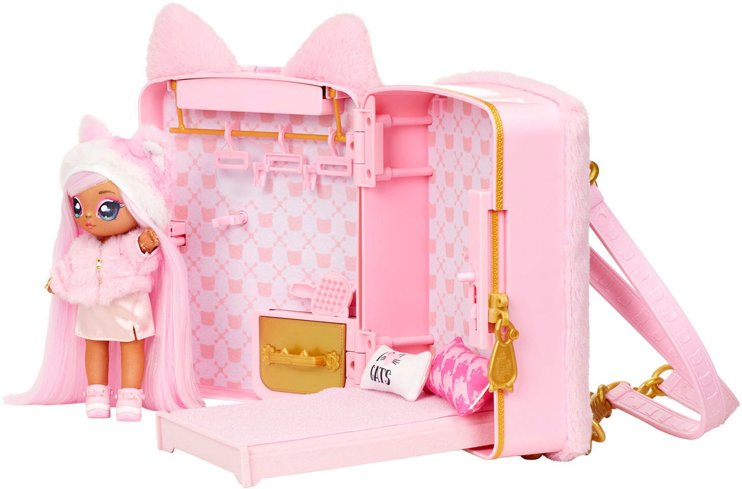 MGA ENTERTAINMENT Puppenmöbel »3in1 Backpack Bedroom Series 3 Playset - Pink Kitty«, Na!Na!Na! Surprise