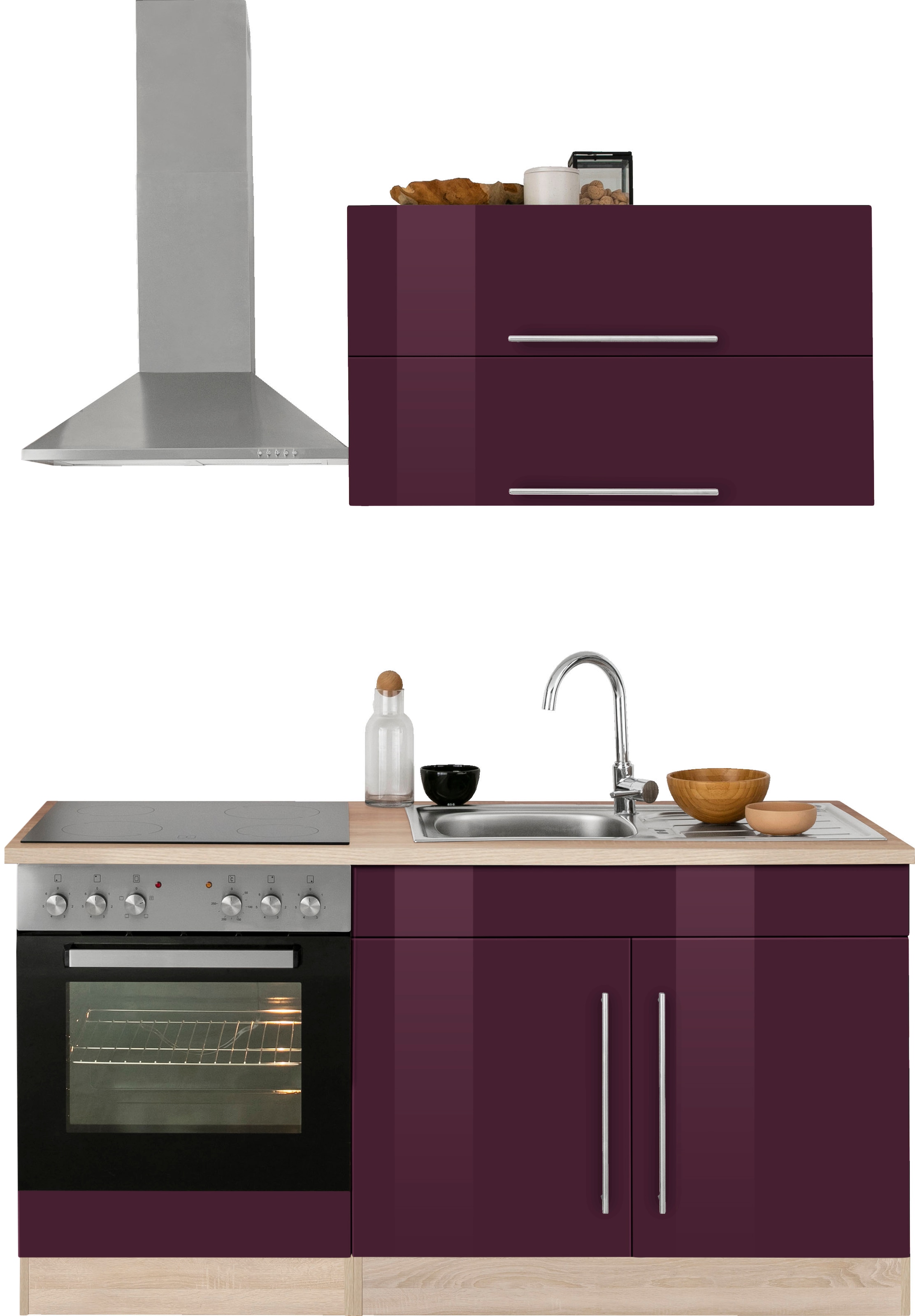 KOCHSTATION Küchenzeile »KS-Samos« Breite 160 cm, wahlweise mit E-Geräten und Glaskeramikkochfeld