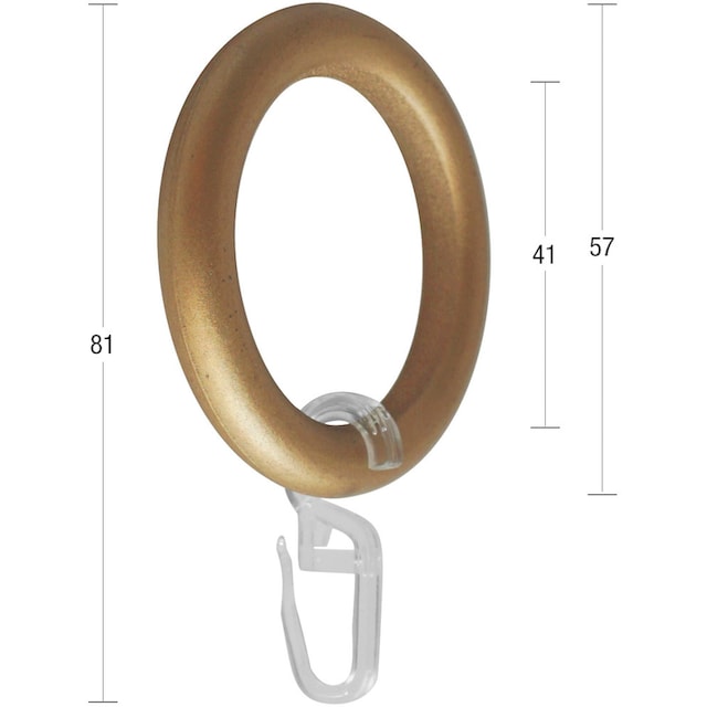 GARESA Gardinenring »Kunststoffring mit Haken«, (20 St.), für Durchmesser  bis 28mm, einfache Montage