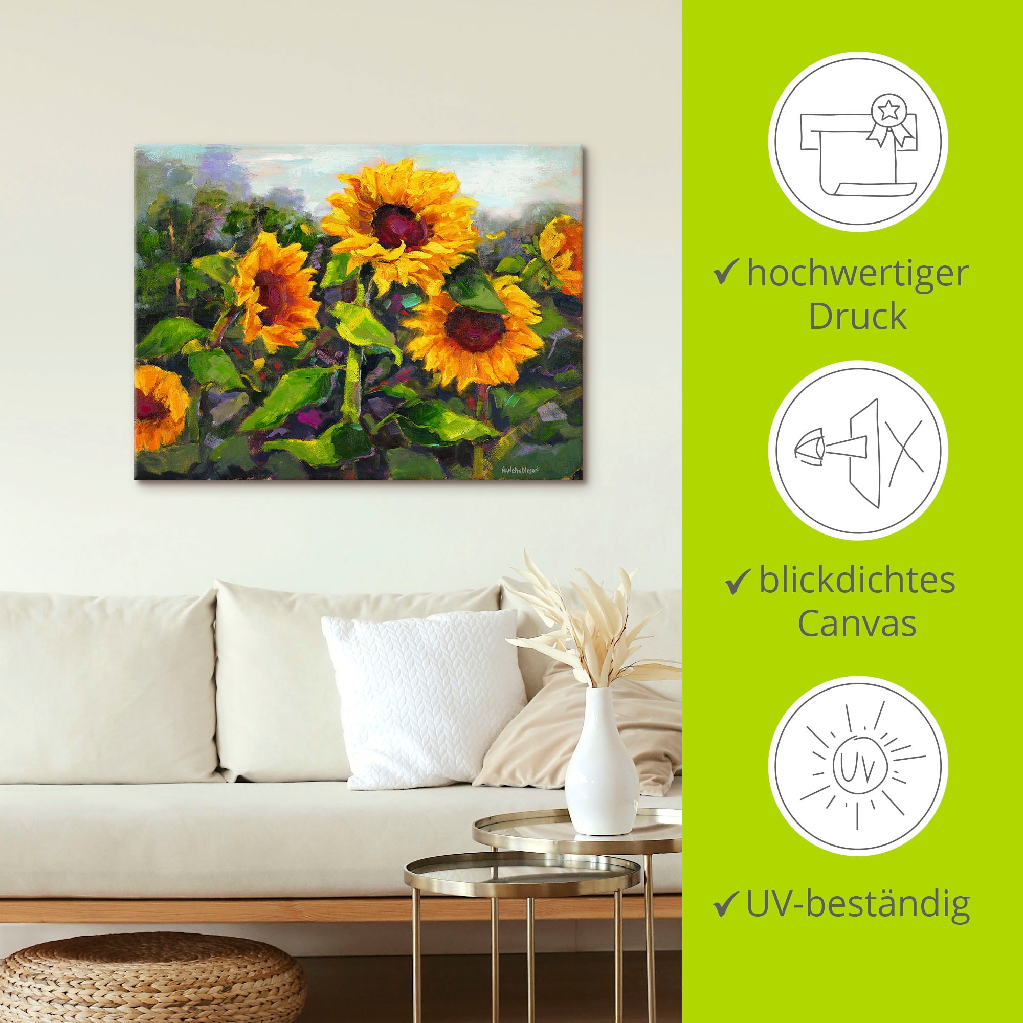 Artland Leinwandbild »Das Erwachen der Sonnenblumen IV« Blumen 1 Stk. tlg. auf Holzrahmen gespannt