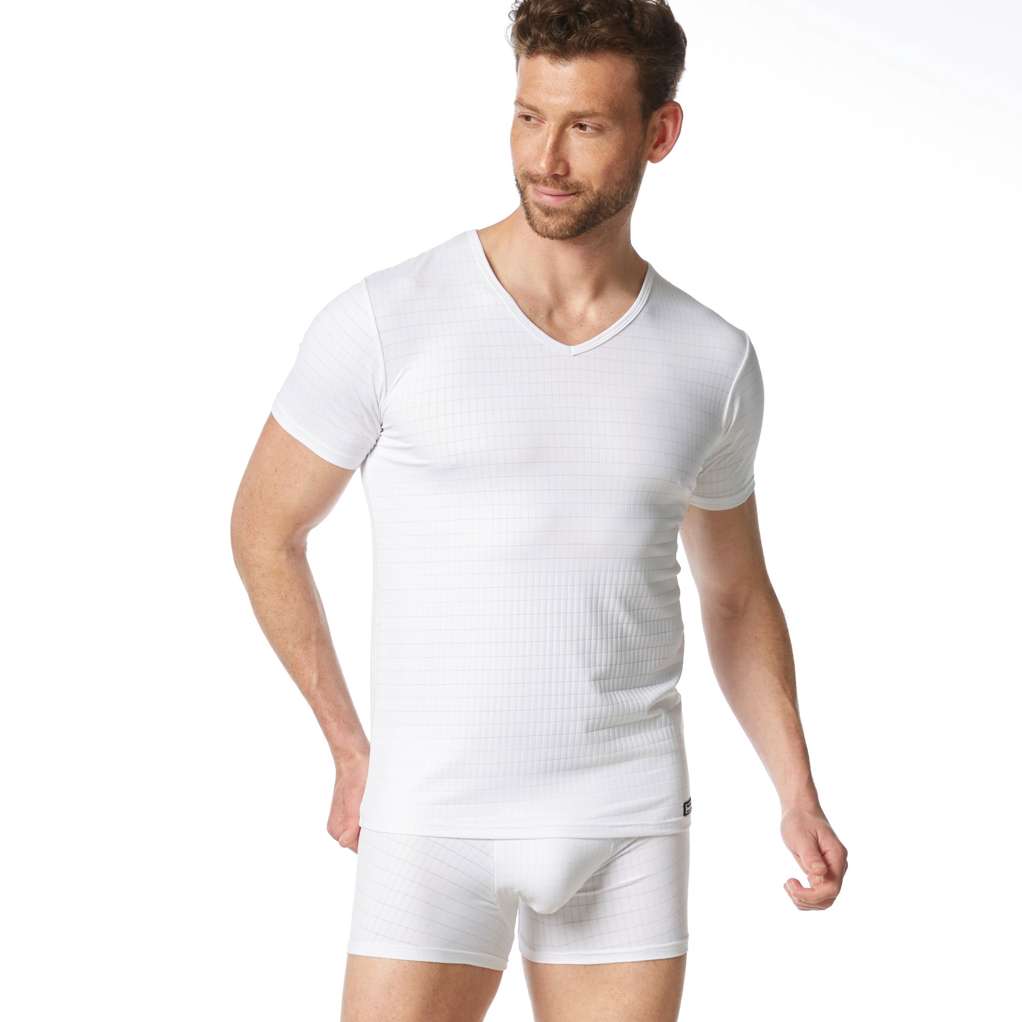 Bruno Banani V-Shirt »CHECK LINE 2.0« Pique Optik, Kurzarm, V-Neck, Cotton-Mix
