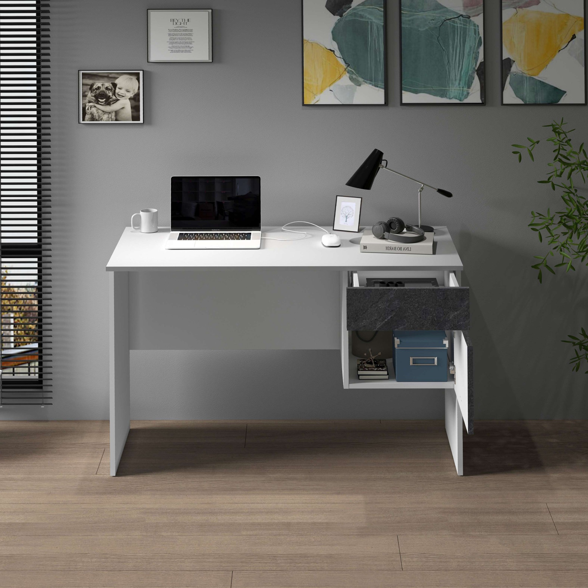 INOSIGN Schreibtisch »Coro, kleiner Computertisch, Bürotisch«, mit 1 Tür & 1 Schublade, Breite 110 cm, Made in Italy