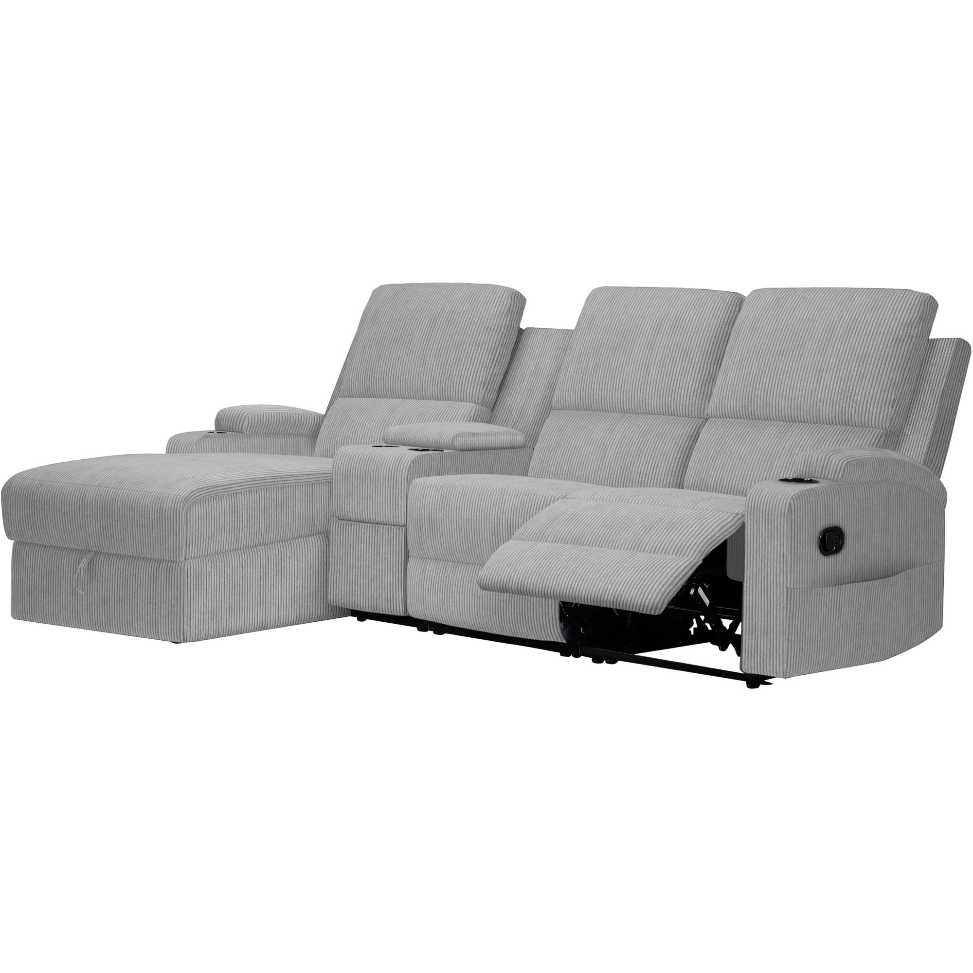 Home affaire Ecksofa »NAPORI Multimediasofa, 3er Kinosessel XXL, L-Form, Cord«, Kinosofa mit Relaxfunktion, Getränkehalter, Staufach und Staukasten