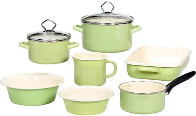 Topf-Set »Juist«, Emaille, (Set, 9 tlg., Kochtopf 16/20 cm, Kasserolle 16 cm,...