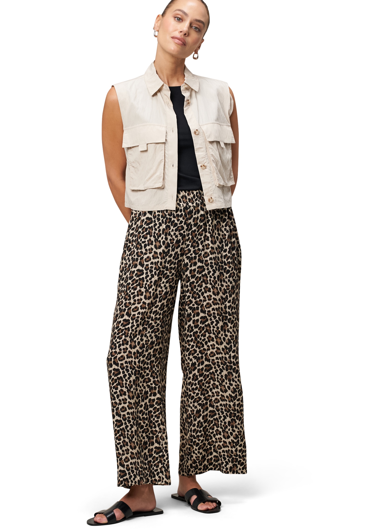 Zero Stoffhose »Palazzohose mit Leoprint 26 Inch«