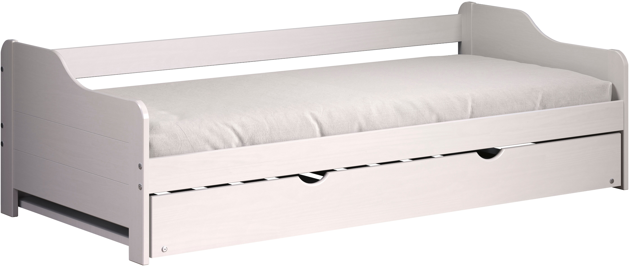 Home affaire Holzbett »Avesta Bett Ausziehbett Daybett Gästebett Funktionsbett«, (1 tlg.), Weißes Massivholz Bett mit Auszieh-Funktion - 90x200 cm Liegefläche