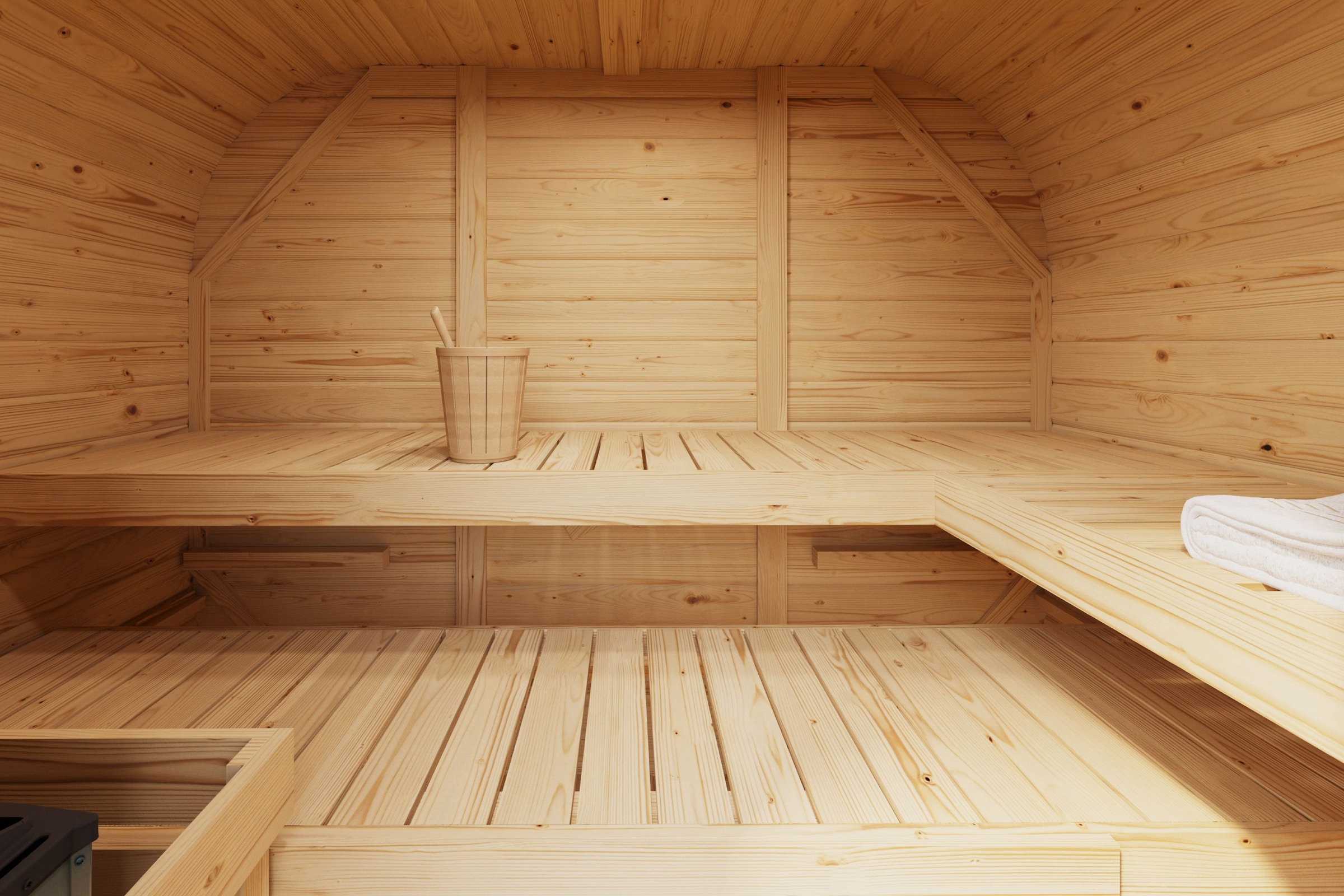 Karibu Fasssauna »"Quadro 1 Plus" naturbelassen« aus hochwertiger nordischer Fichte