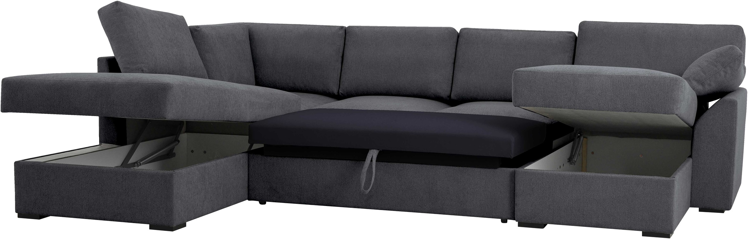 Home affaire Wohnlandschaft »Citry«, Breite 309 cm, Chenille, Bettfunktion, Bettkasten, U-Form