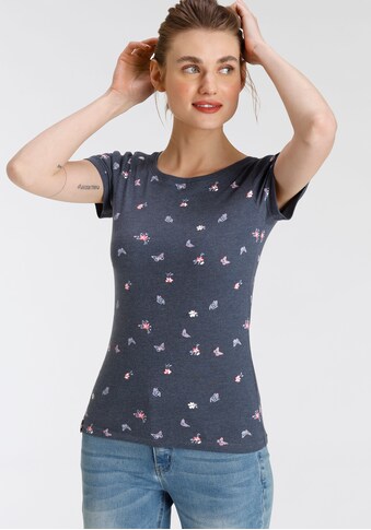 KangaROOS T-Shirt, mit süßem Schmetterling & Blumen - Alloverdruck - NEUE KOLLEKTION kaufen