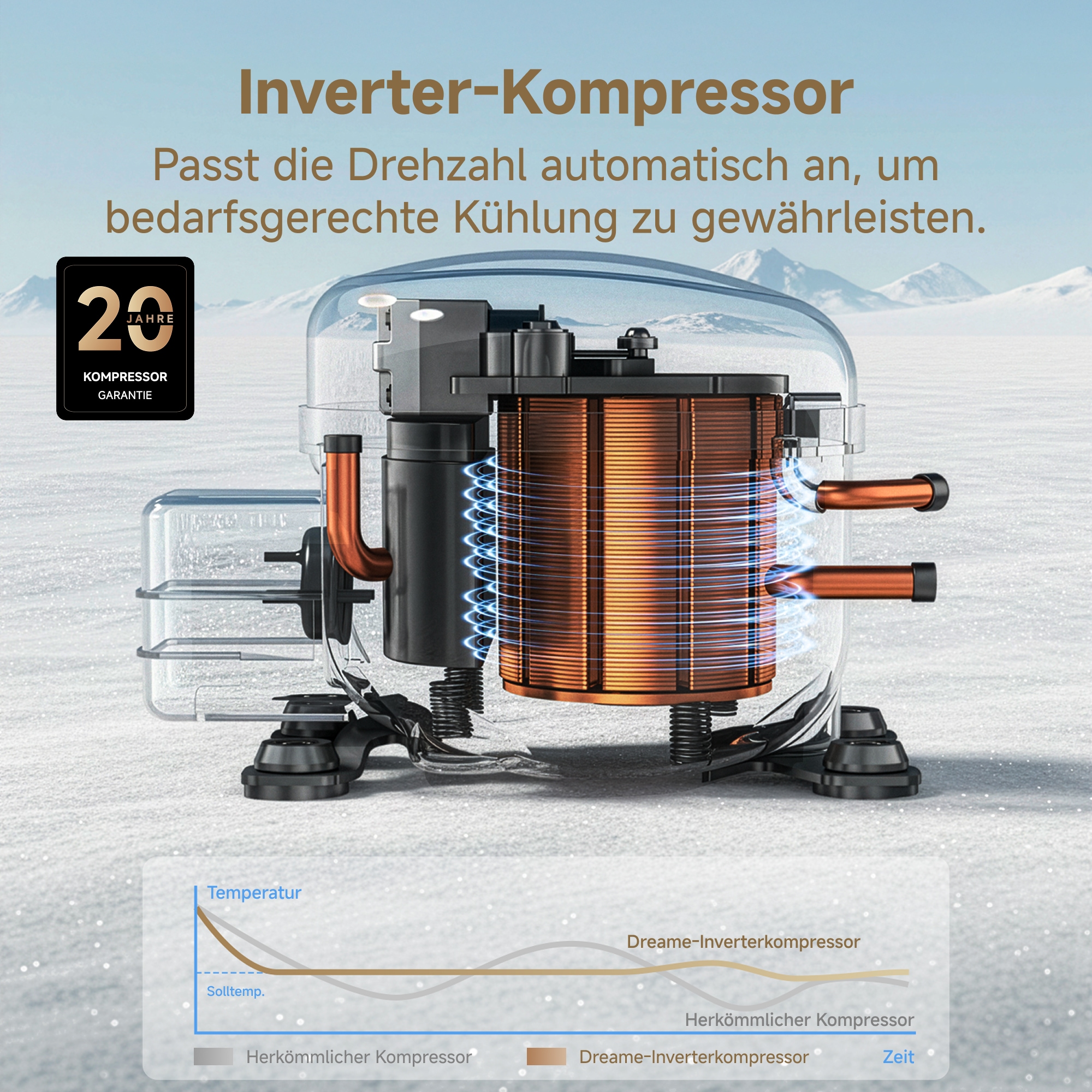Dreame Kühl-/Gefrierkombination »DRB450WMBCEU« 201 cm hoch 59,5 cm breit Viel Platz, Leise, Modernes Design