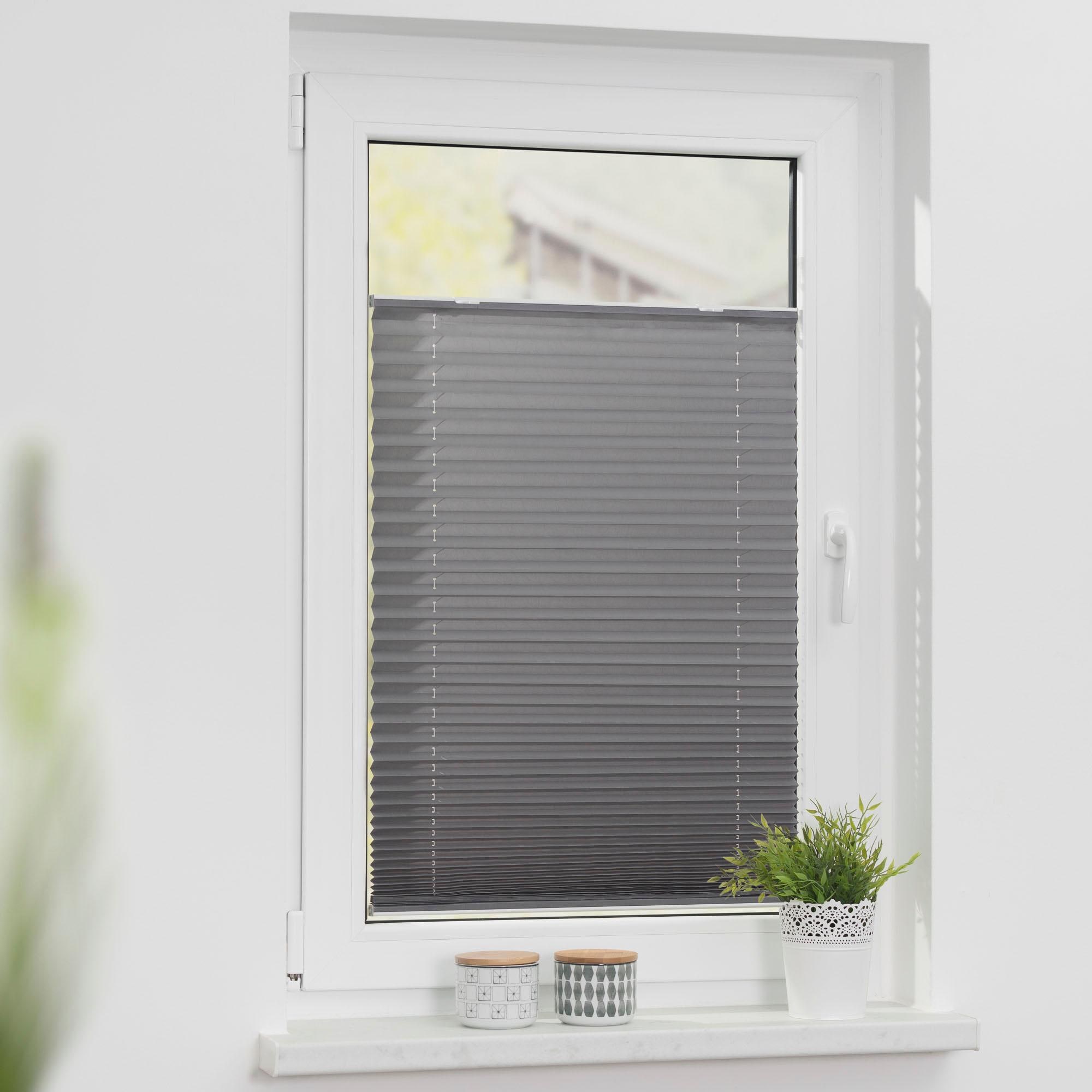 LICHTBLICK ORIGINAL Plissee »Haftfix« Lichtschutz ohne Bohren verspannt Crush-Optik, mit Saugnapf