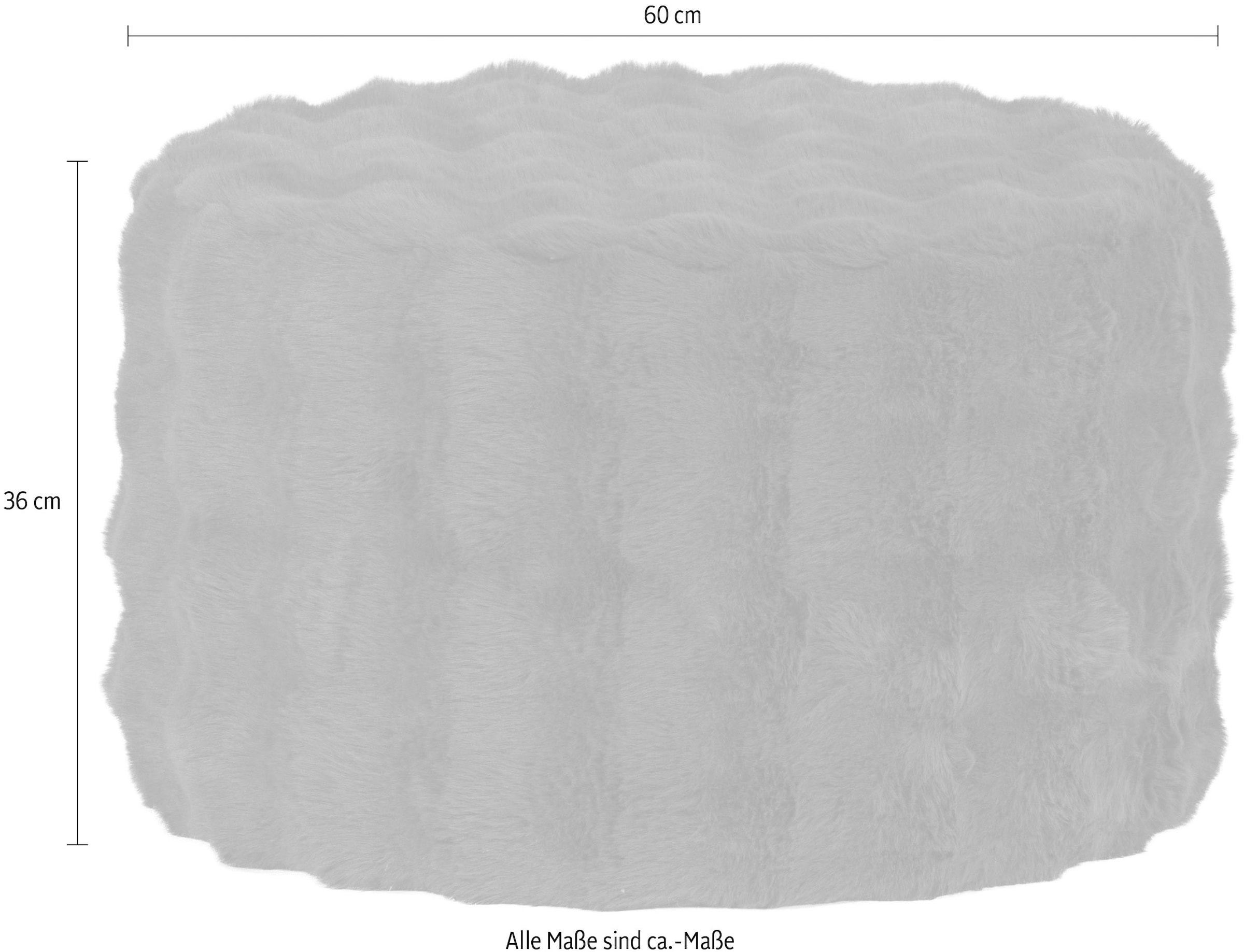 WOOOD Hocker »Olven mit Dream-Flauschbezug und runder Form H 36 x B 60 x T 60 cm« Gute Verschleißfestigkeit, flauschige Haarstruktur, montiert geliefert