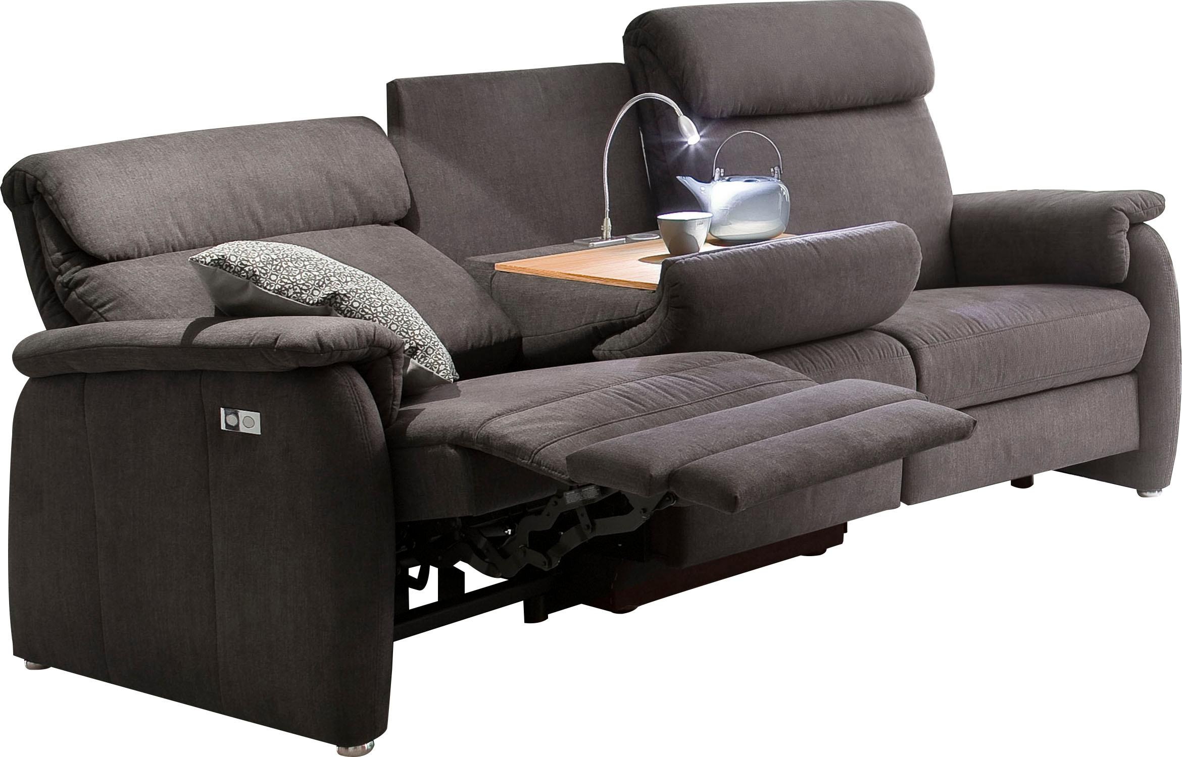 Home affaire Sofa »Turin«, mit motorischer Relaxfunktion, Tisch, Leuchte + USB-Ladestation