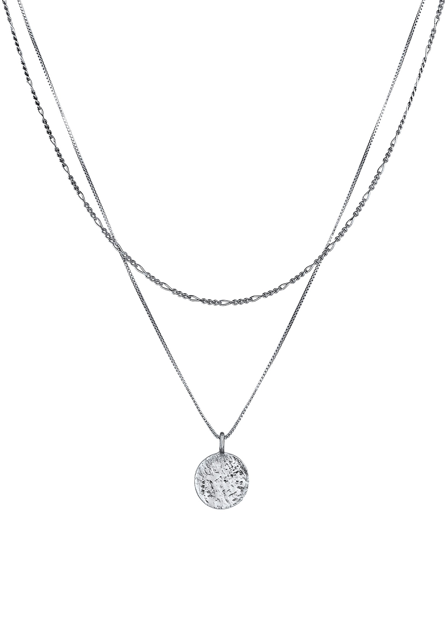 Kuzzoi Kette mit Anhänger »Halskette Herren Layer Figaro Venezianer Plättchen 925 Silber«