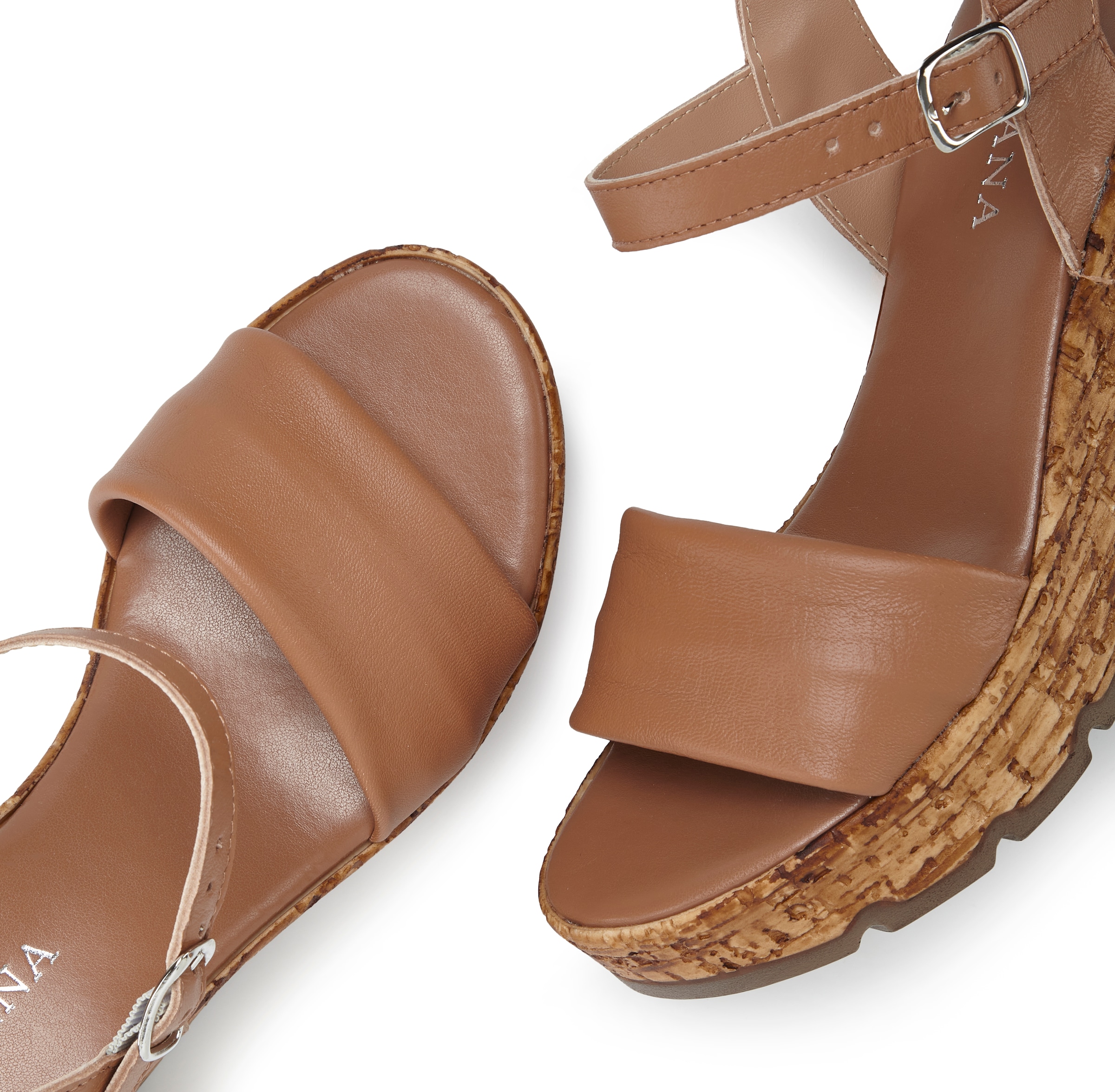 LASCANA Sandalette »Sommerschuh, offener Schuh, Sandale, Keilsandalette,«  NEU aus Leder mit Keilabsatz in Kork-Optik