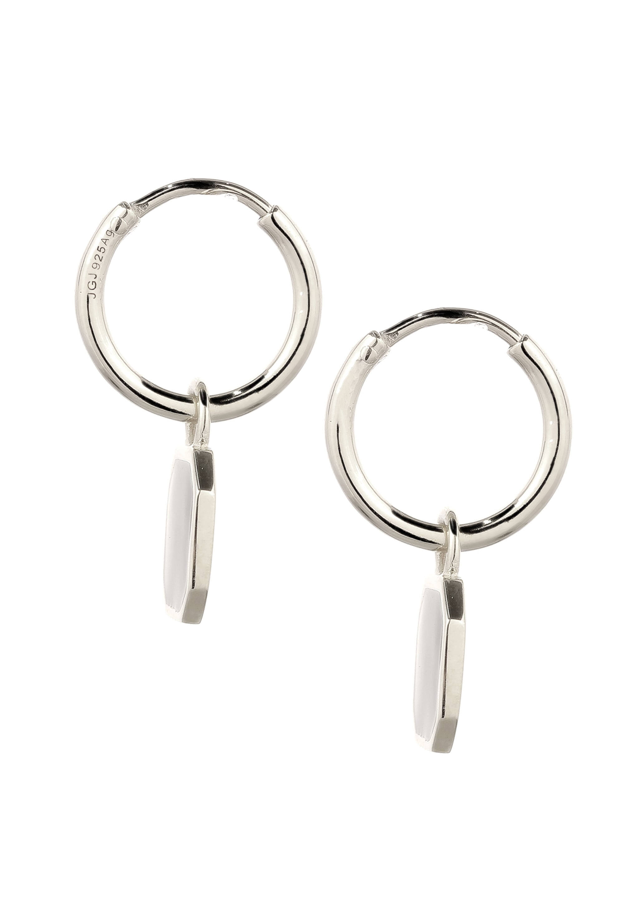 Kuzzoi Paar Creolen »Ohrringe Creolen Quadrat Emaille Schwarz 925 Sterling Silber«