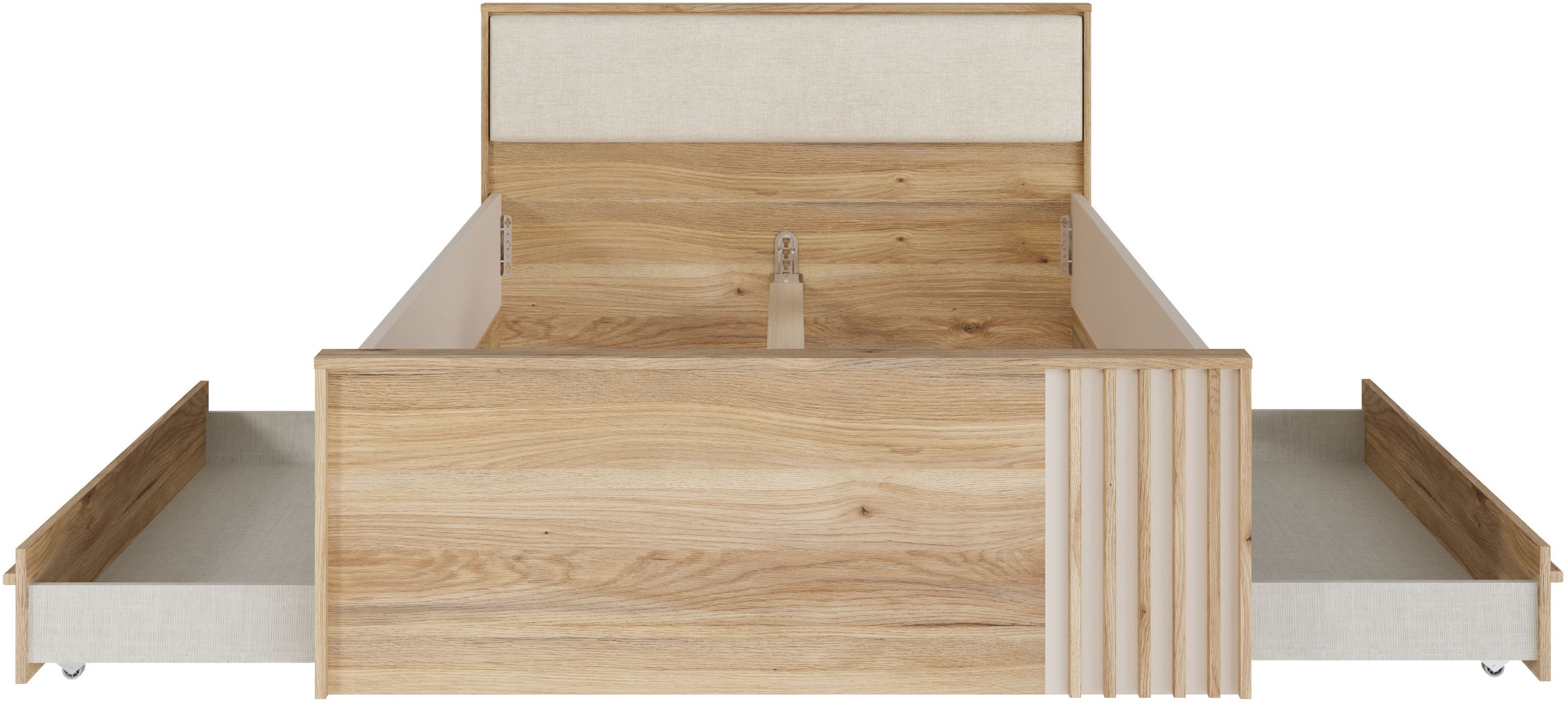 FORTE Bett »Bett mit Stauraum 2 SK, Kopfteil gepolstert« B/H/T 130/84/213 cm, in 2 Farben erhältlich