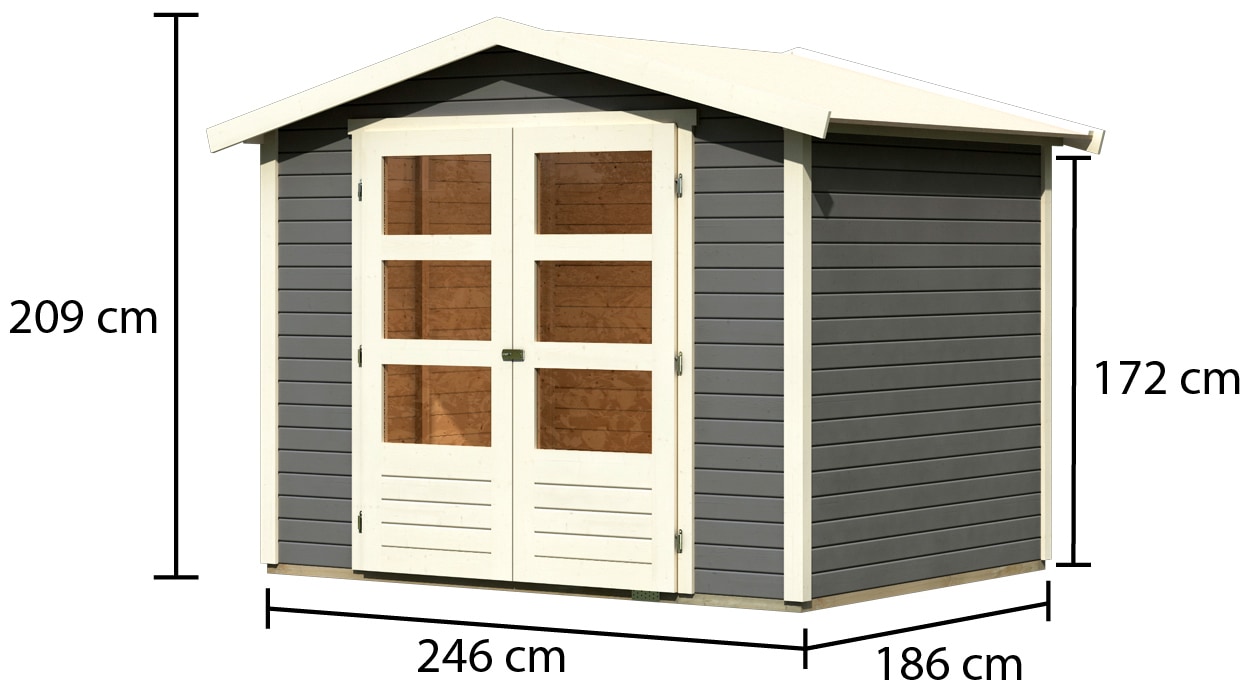 Karibu Gartenhaus »Carlberg 3«, (Set), anthrazit, naturbelassen oder terragrau