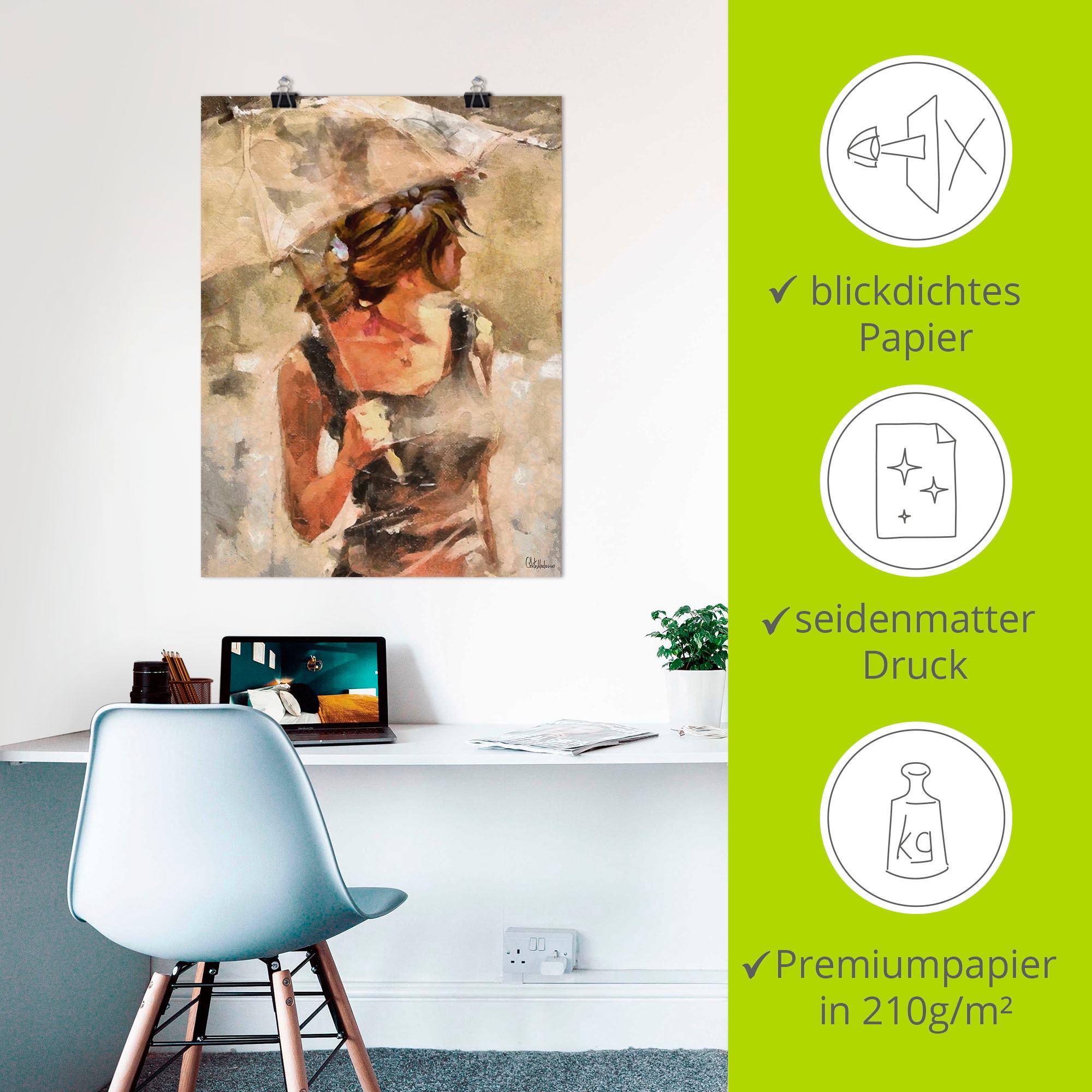 Artland Wandbild »Lady mit Regenschirm«, Portrait, (1 St.), als Leinwandbild, Poster in verschied. Größen