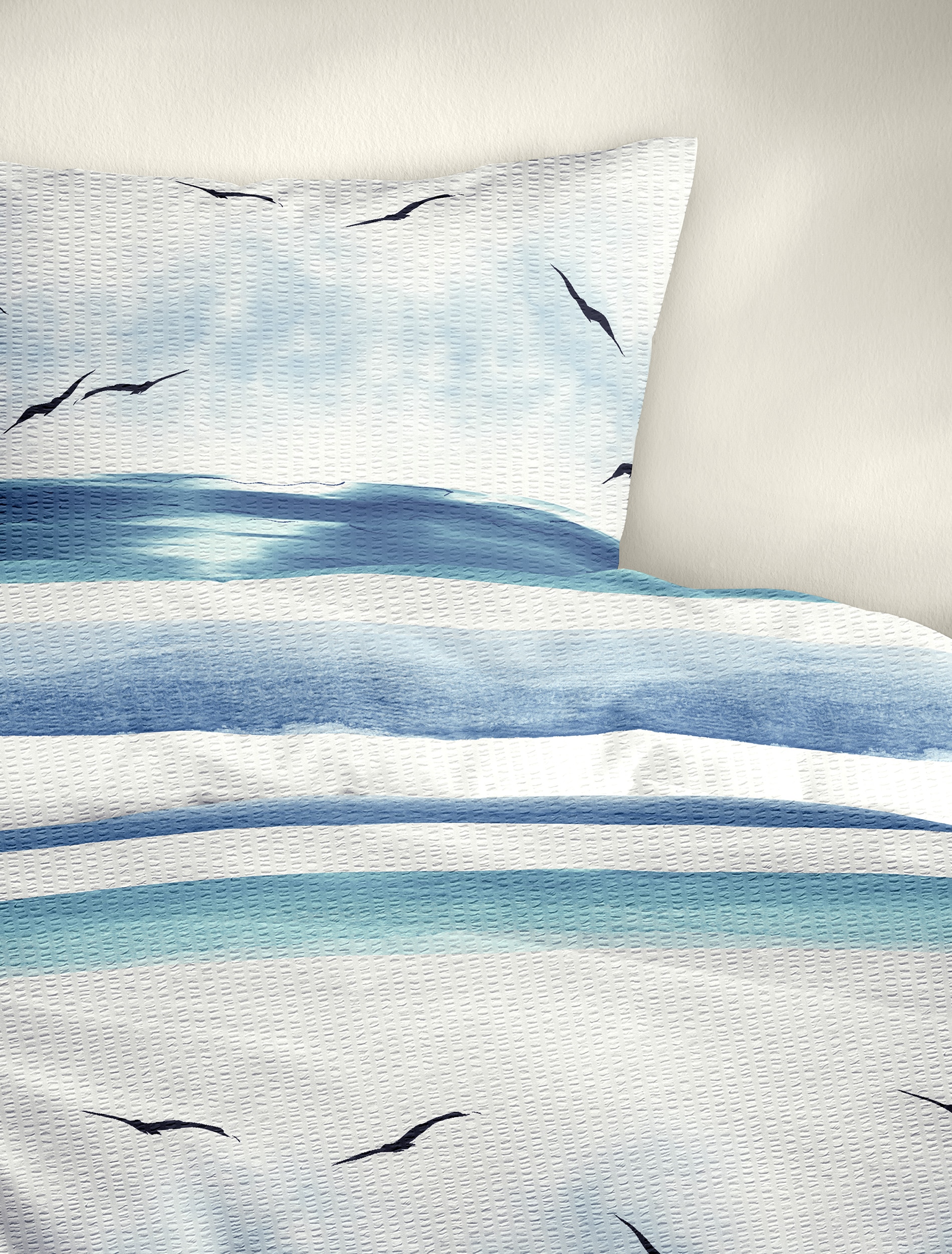 BIERBAUM Bettwäsche »Bettwäsche 3333« 2 Seersucker, 100  % Baumwolle, pflegeleicht, bügelfrei, kühlend