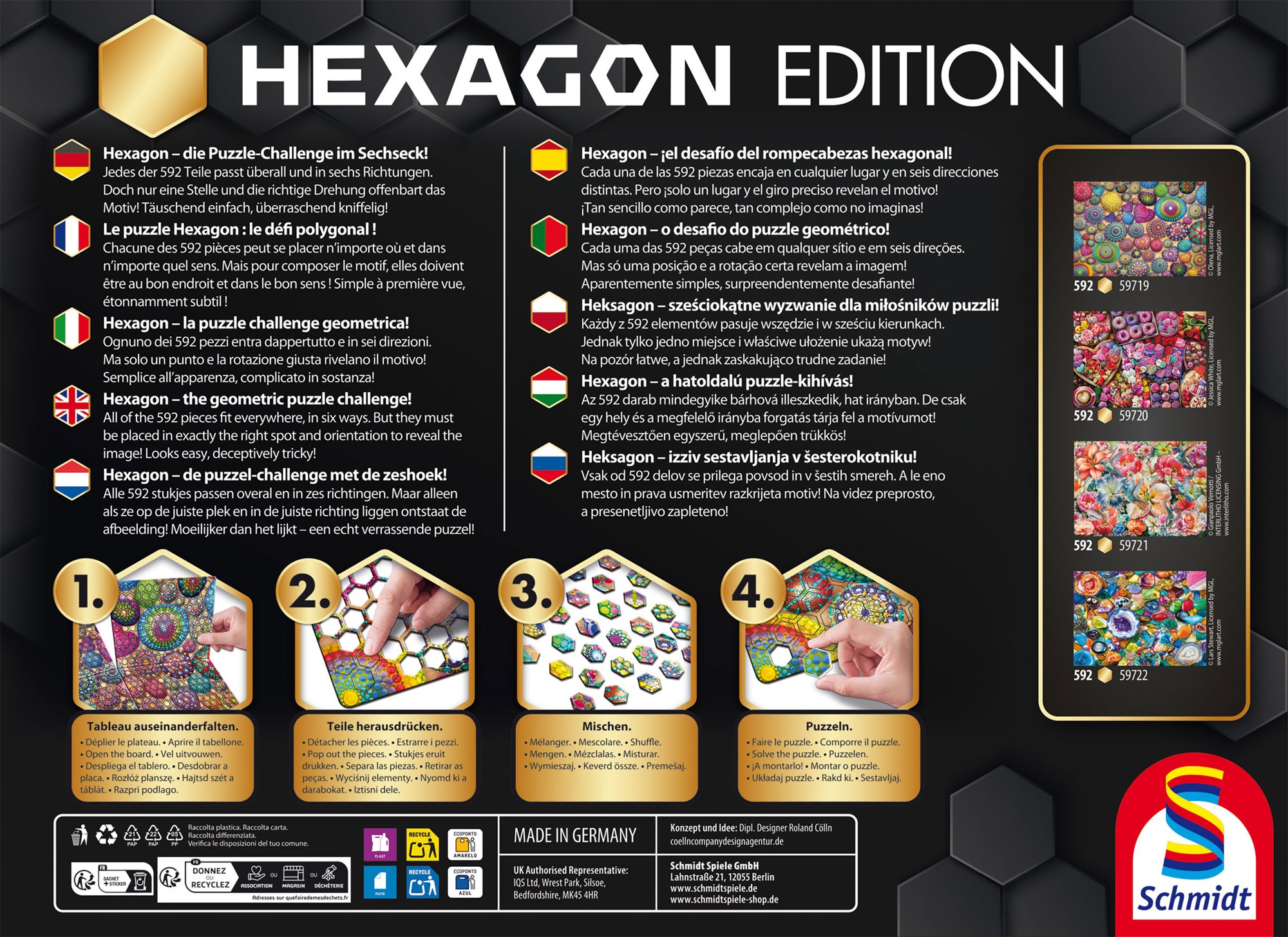 Schmidt Spiele Puzzle »Hexagon Edition, Große Blüten« Made in Germany