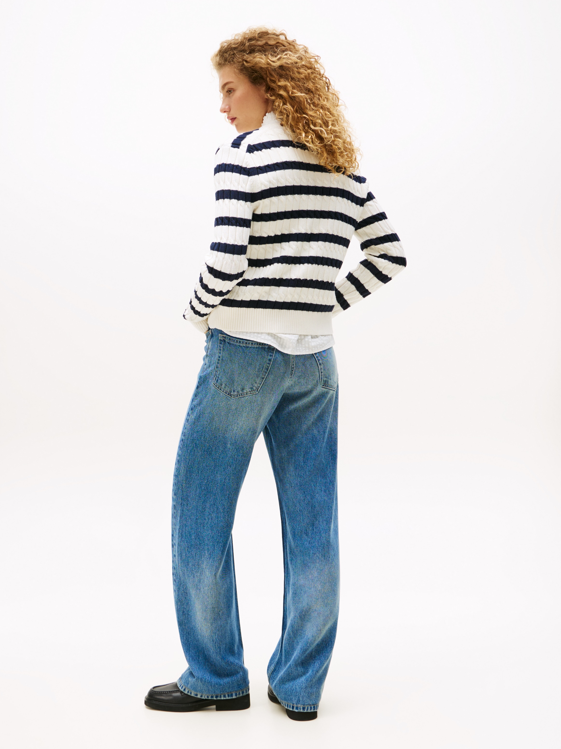 Tommy Hilfiger Strickjacke »CO CABLE MID GG C-NK LS CARDI«, mit Zopfmuster