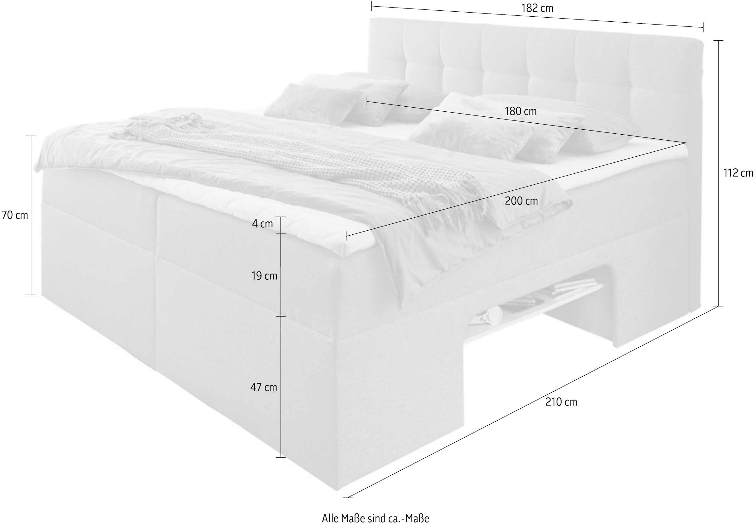 Places of Style Boxbett, Nische im Bettkasten für zusätzlichen Stauraum