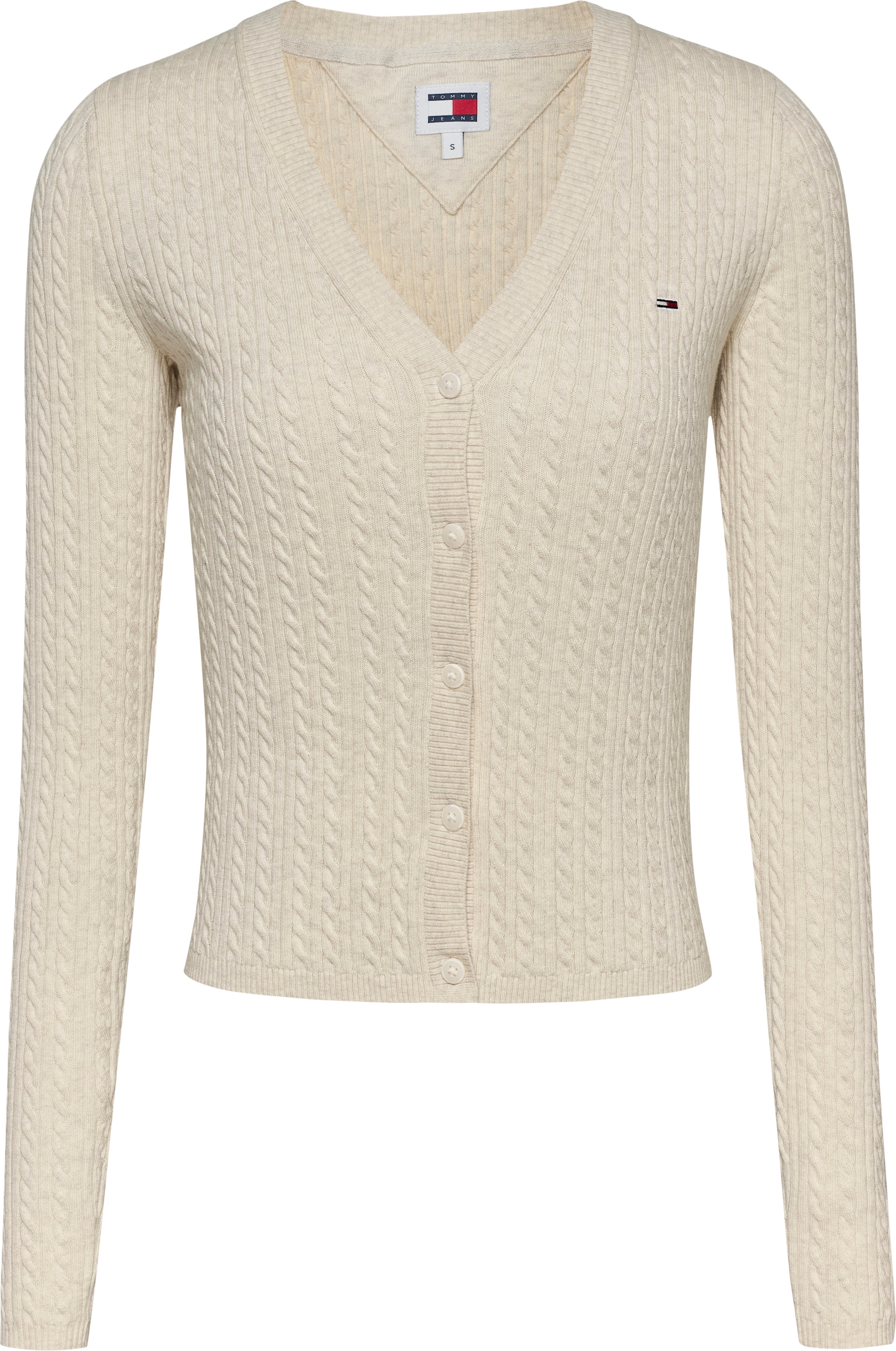 Tommy Jeans Strickjacke »TJW CABLE ESSENTIAL CARDIGAN«, mit Zopfmuster, Logostickerei