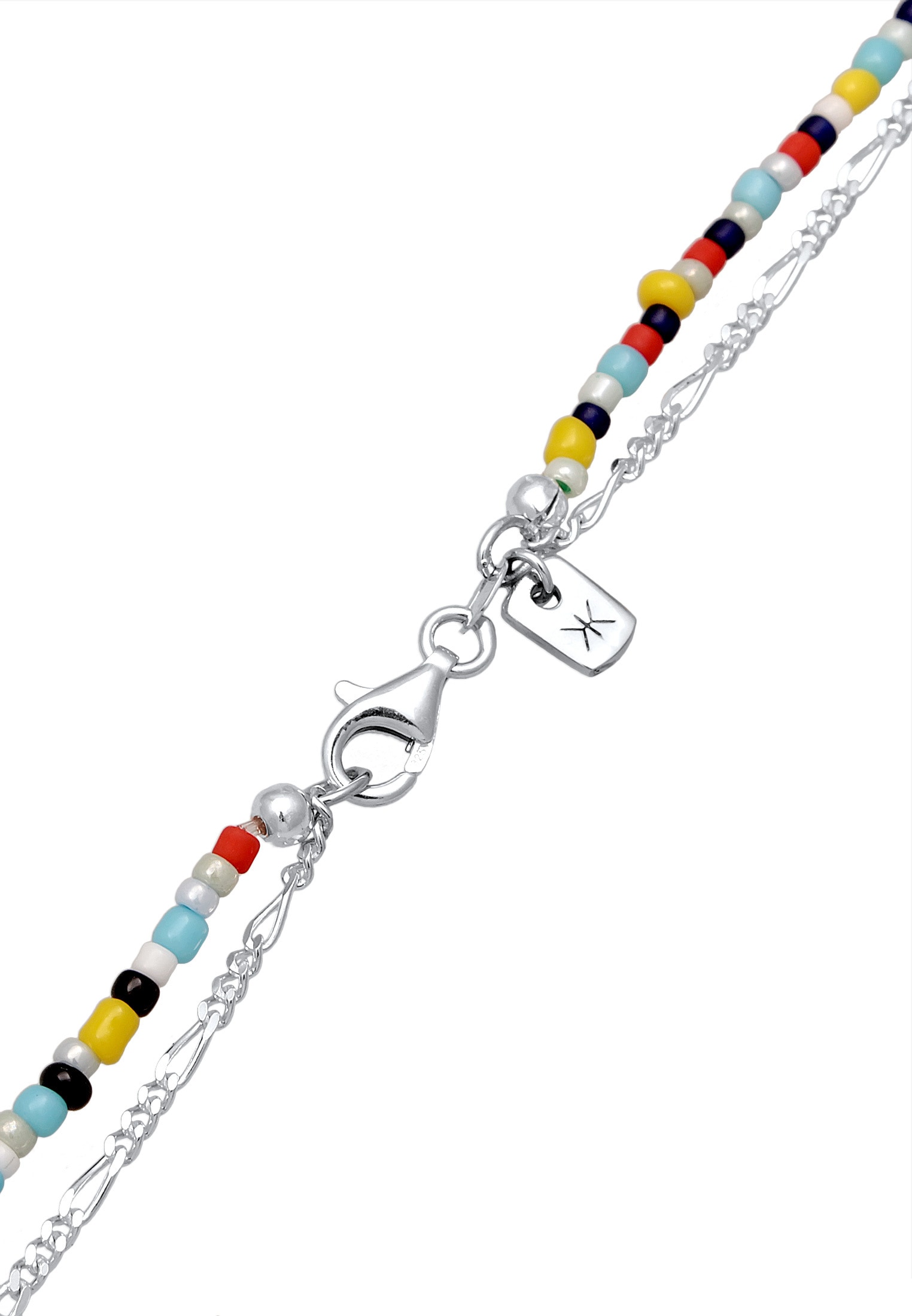 Kuzzoi Silberkette »Halskette Layer Glas Beads Blitz Anhänger 925 Silber«