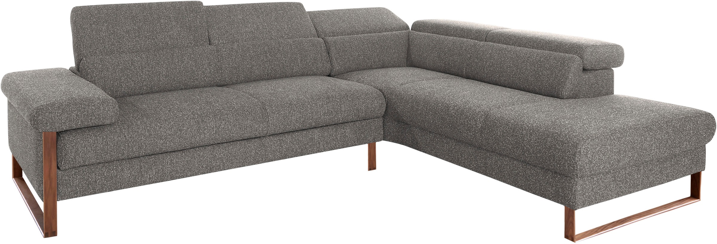 W.SCHILLIG Ecksofa »finn, Designsofa mit tollem Sitzkomfort, bequem, L-Form«, German Design Award 2016, Fußgestell Nussbaum natur, Breite 281 cm